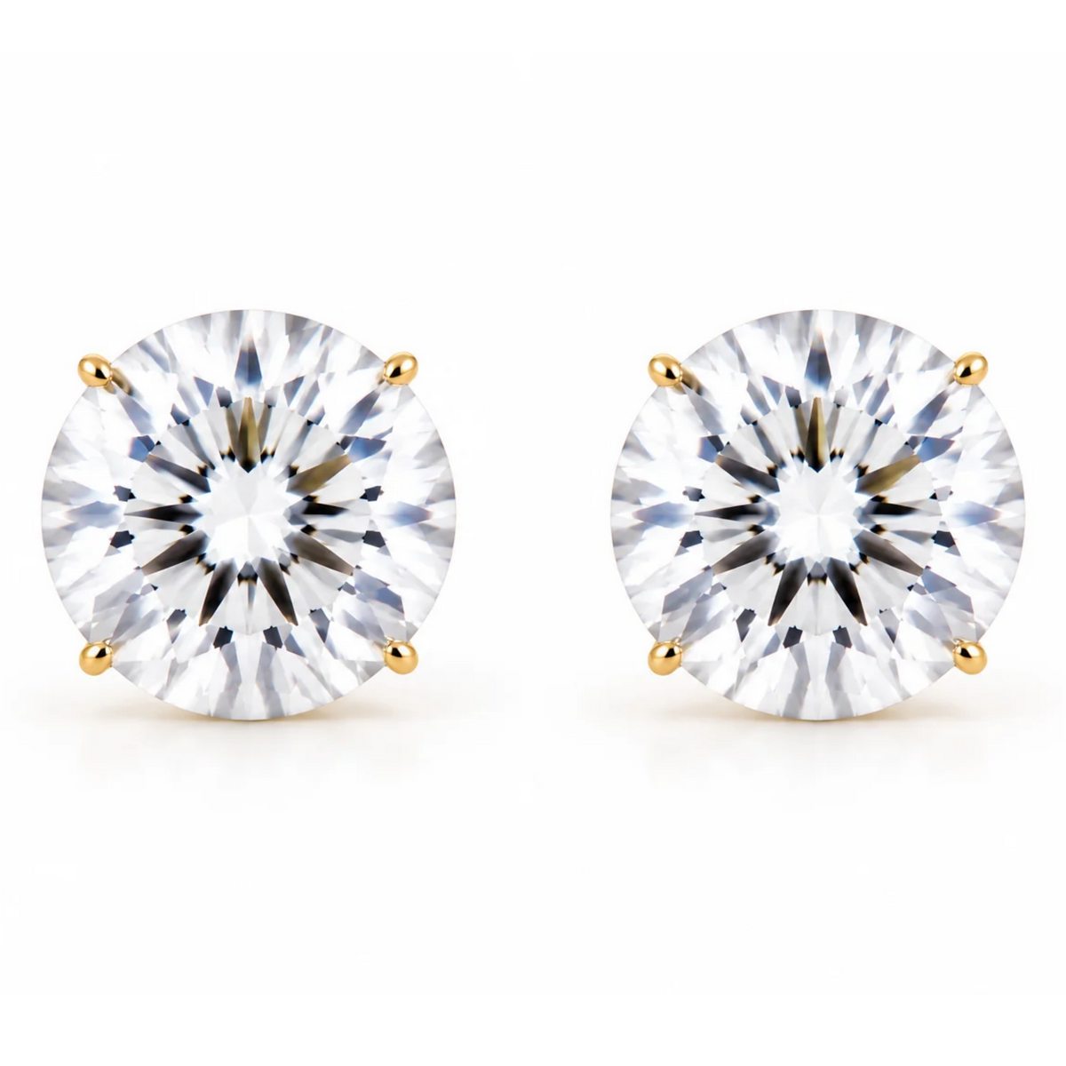Let's Bag It simple round sterling silver gold studs, 7mm earrings shown on a plain background
