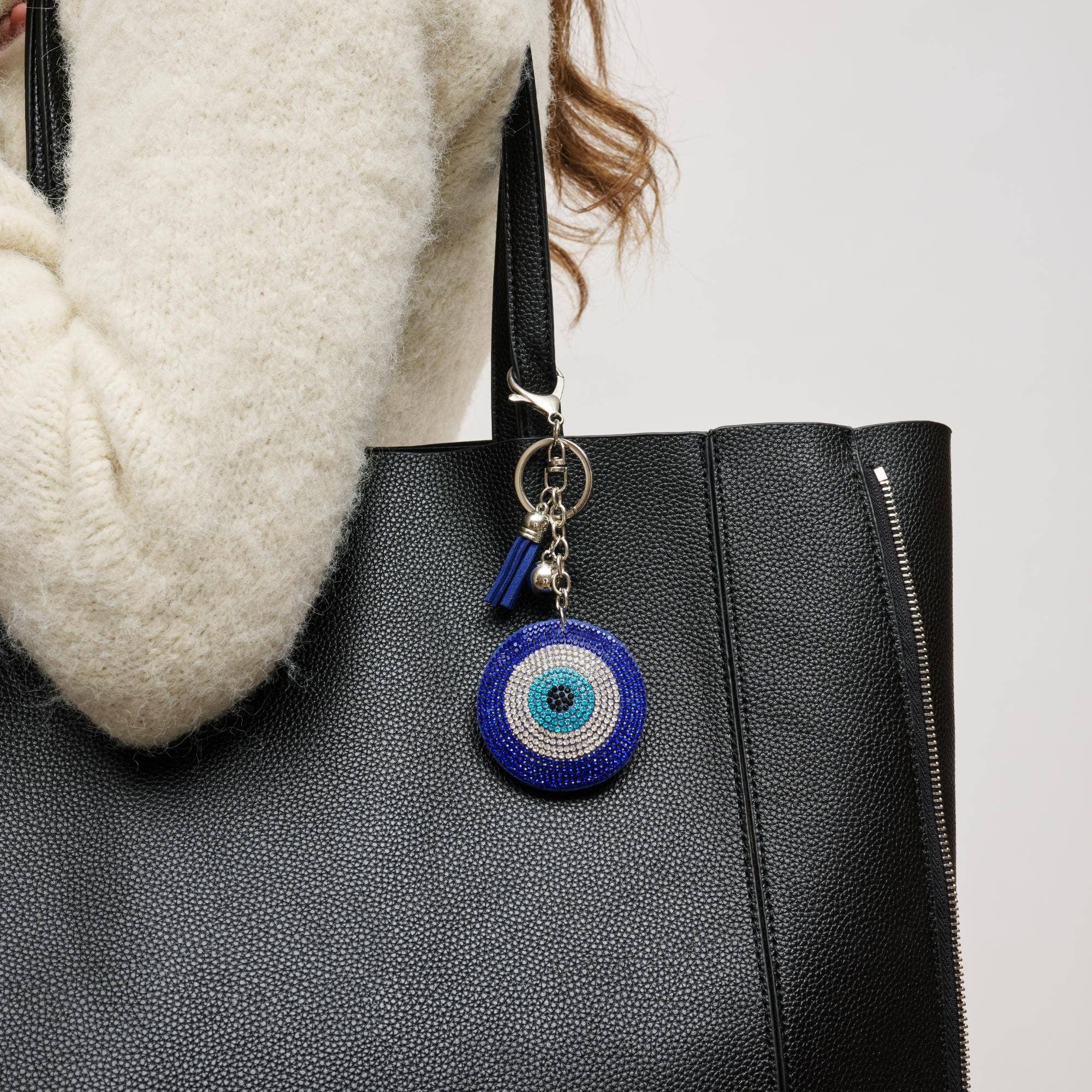Elysian Eye hanging charm keychain by Urban Expressions featuring a colorful eye design and a metal keyring.