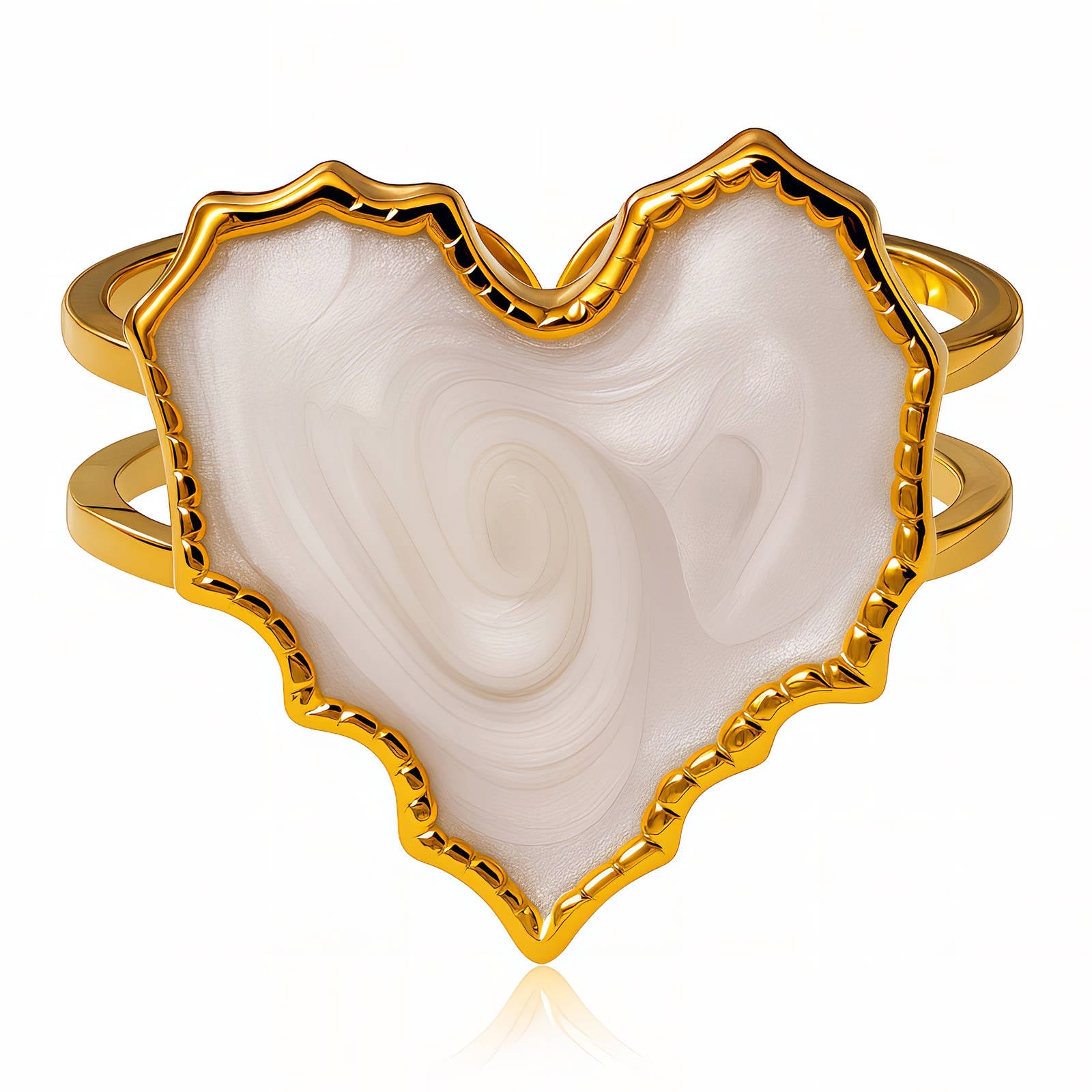 Shimmer Heart Ring in 18K Gold Plated Steel, showcasing a delicate heart design and elegant shine.