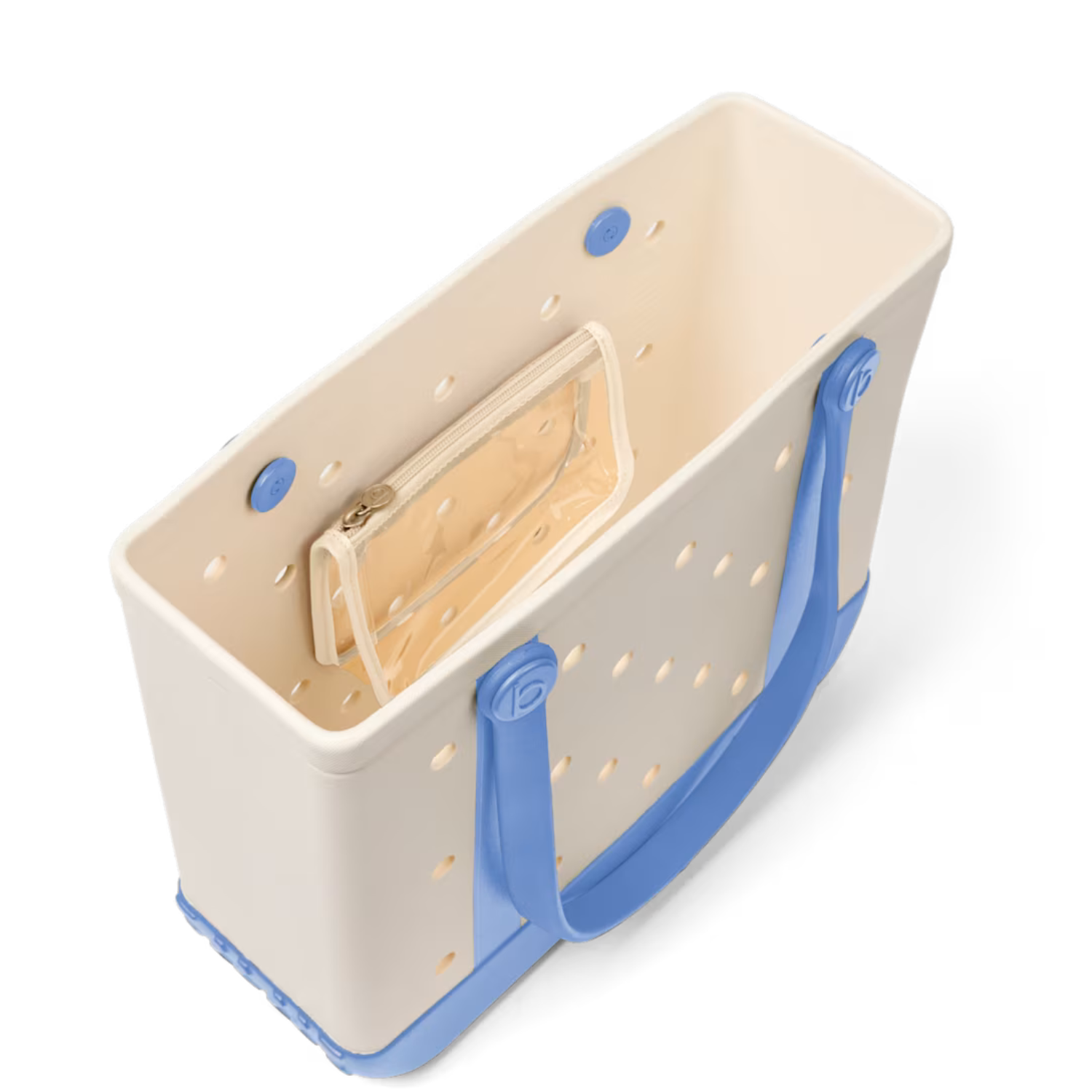 Baby Bogg® Bag tote by BOGG BAGS in natural canvas with leather handles, showcasing its spacious design and durable material.