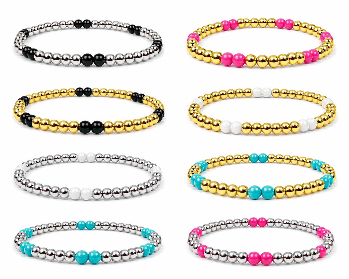 Colorful Beaded 4MM Stretch Bracelet