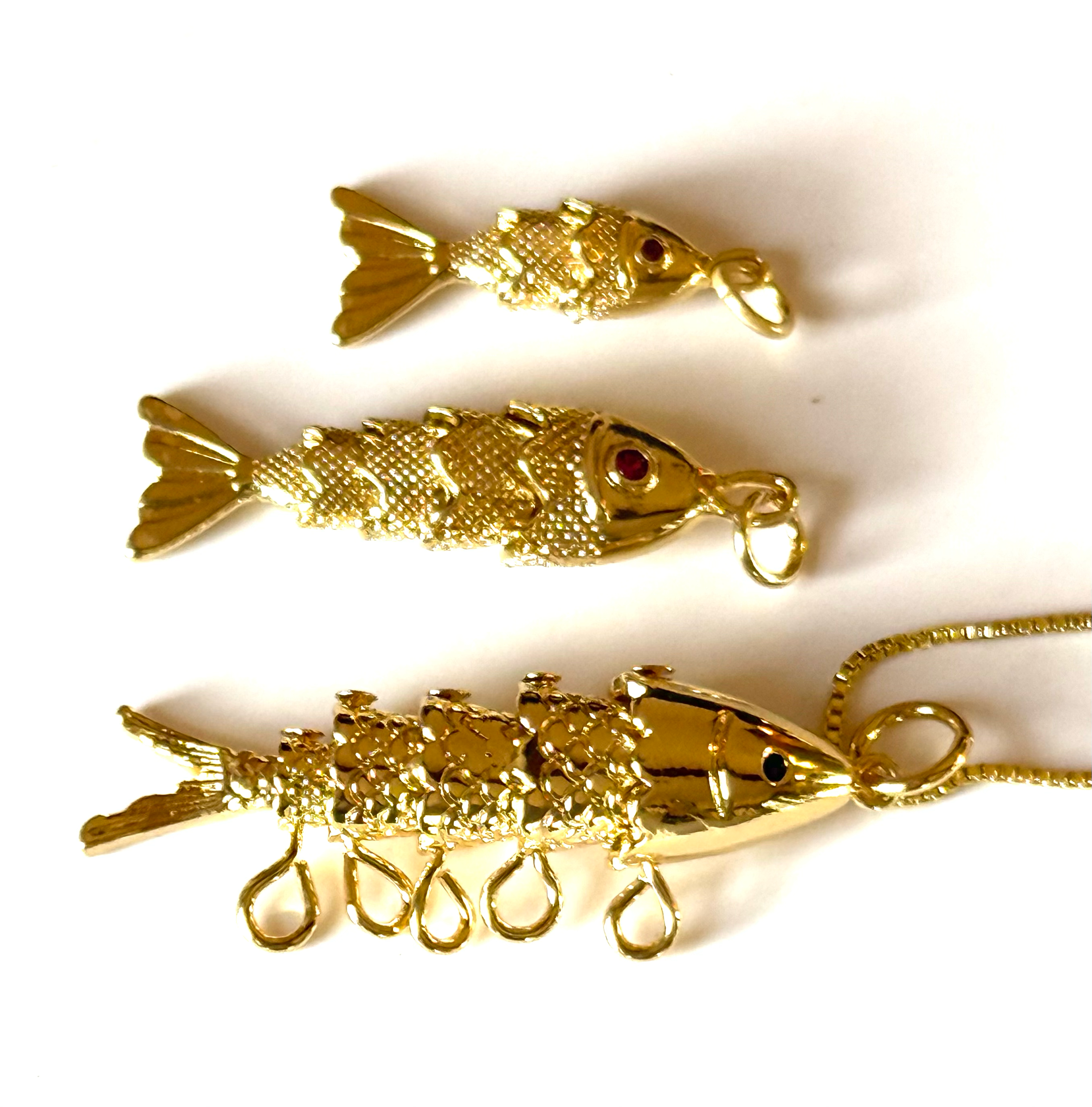Lure- 14K Gold Steel Articulated Portuguese Fish Necklace