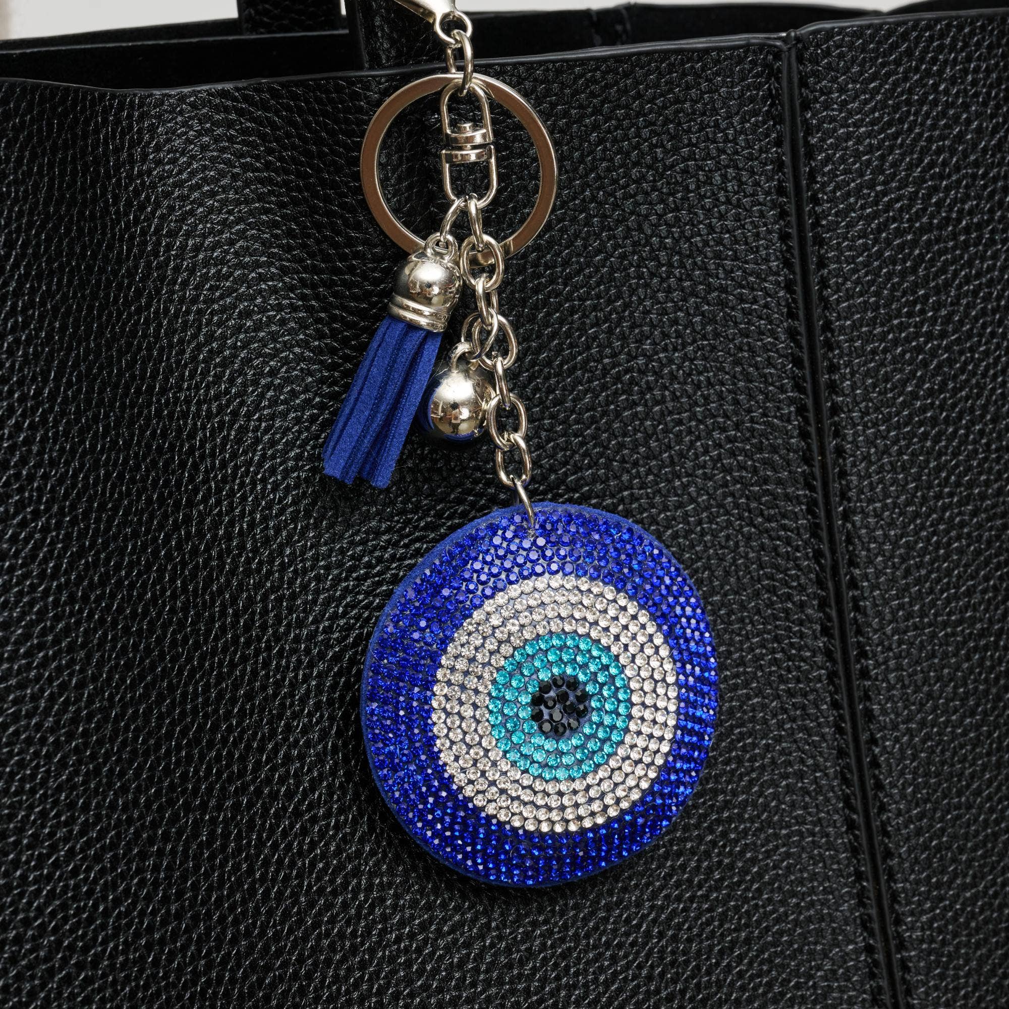 Elysian Eye hanging charm keychain by Urban Expressions featuring a colorful eye design on a metal keyring.