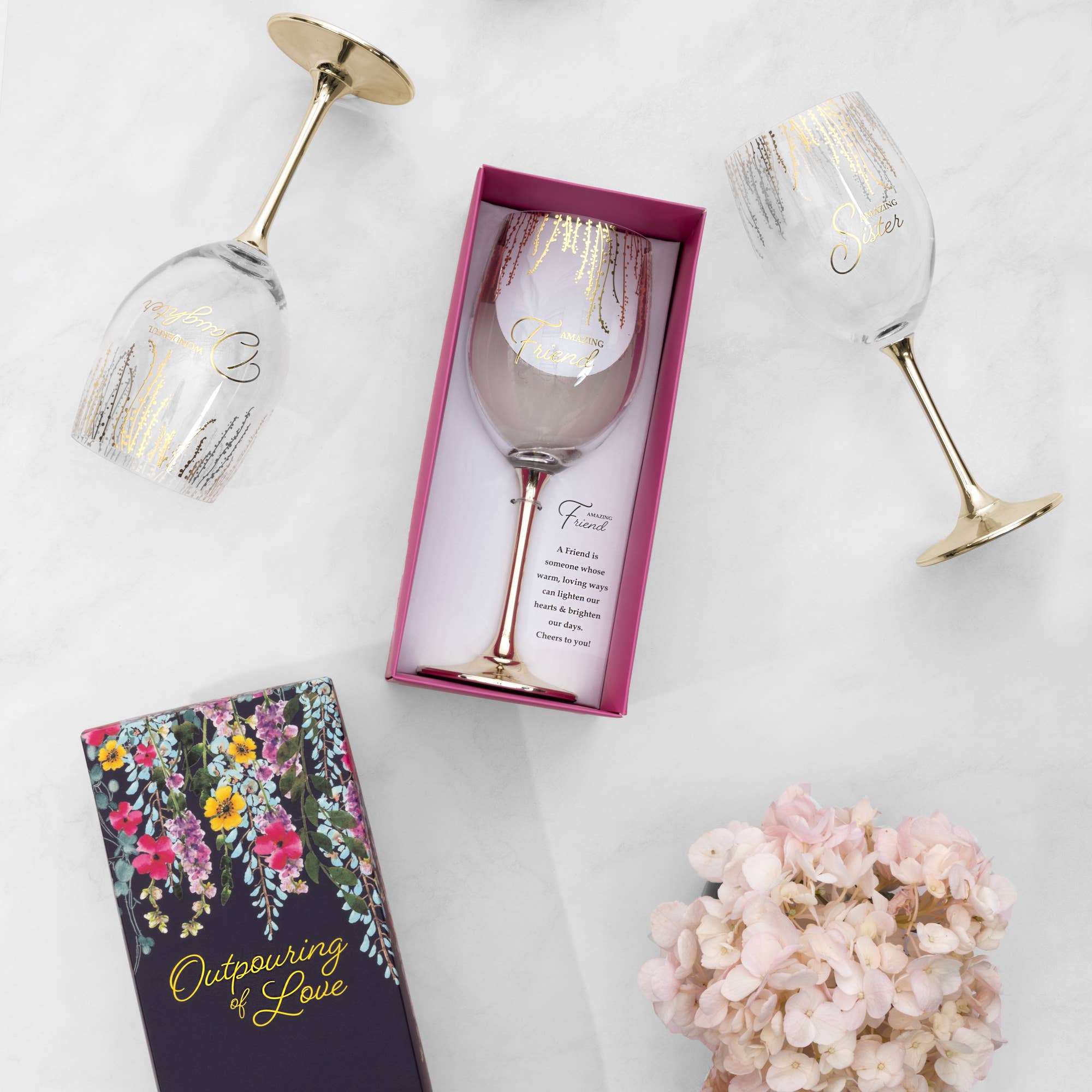 Pavilion crystal wine glass in gift box, 19 oz capacity, elegantly designed for daughters, showcasing intricate details.