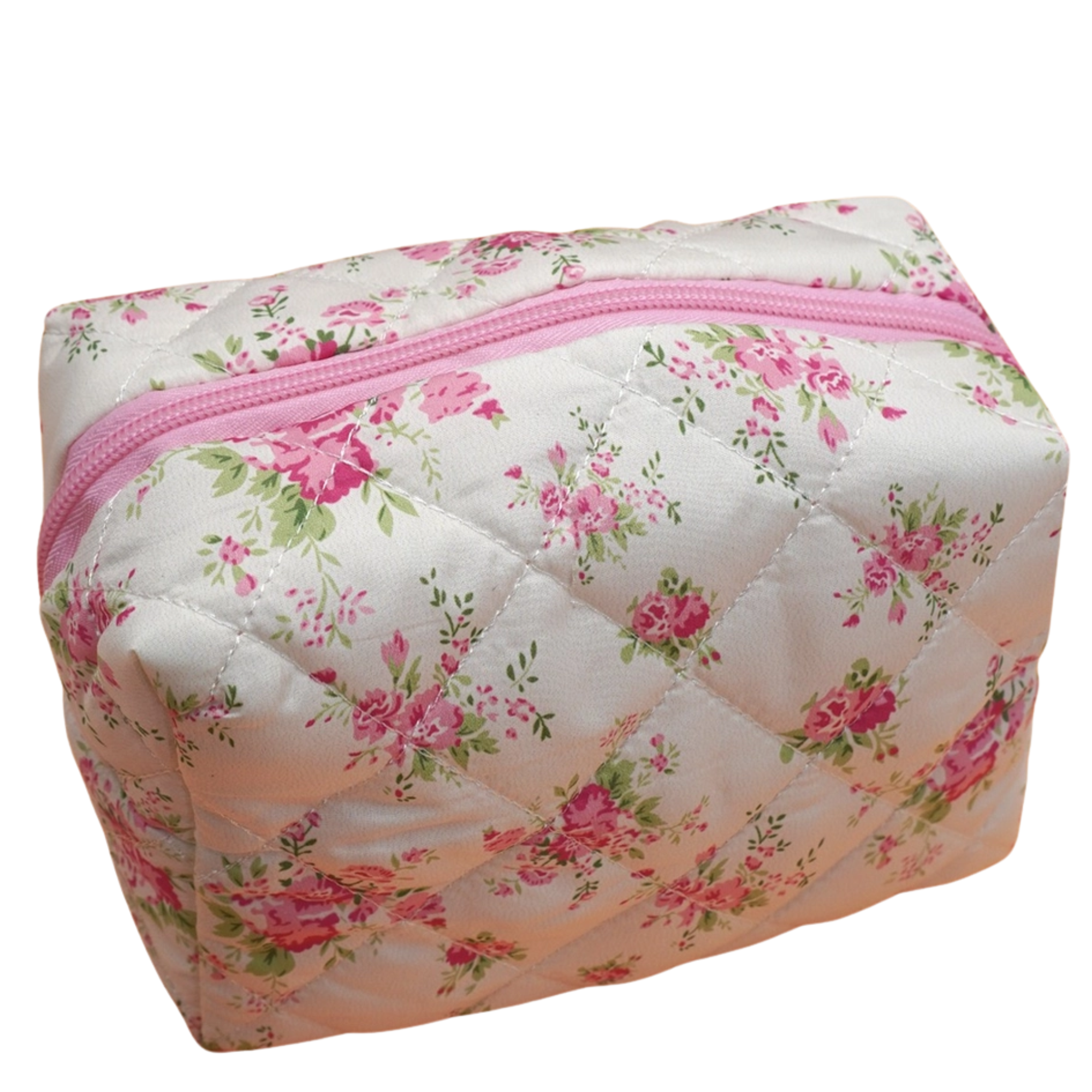 Floral Quilted Cotton Cosmetic Pouch