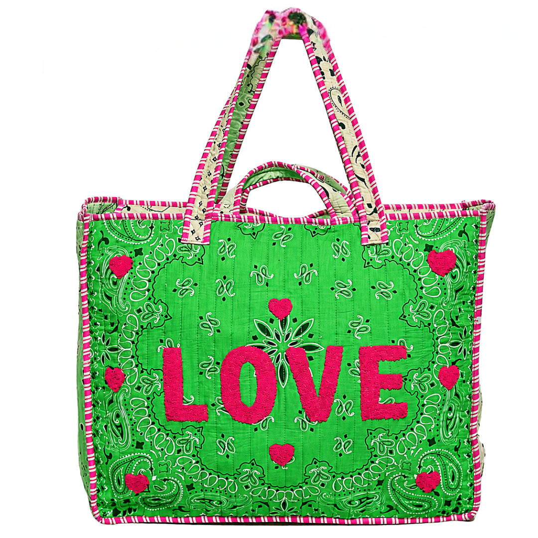 Love Bandana Quilted Tote Bag - PREORDER - RESTOCK EXPECTED 10/5