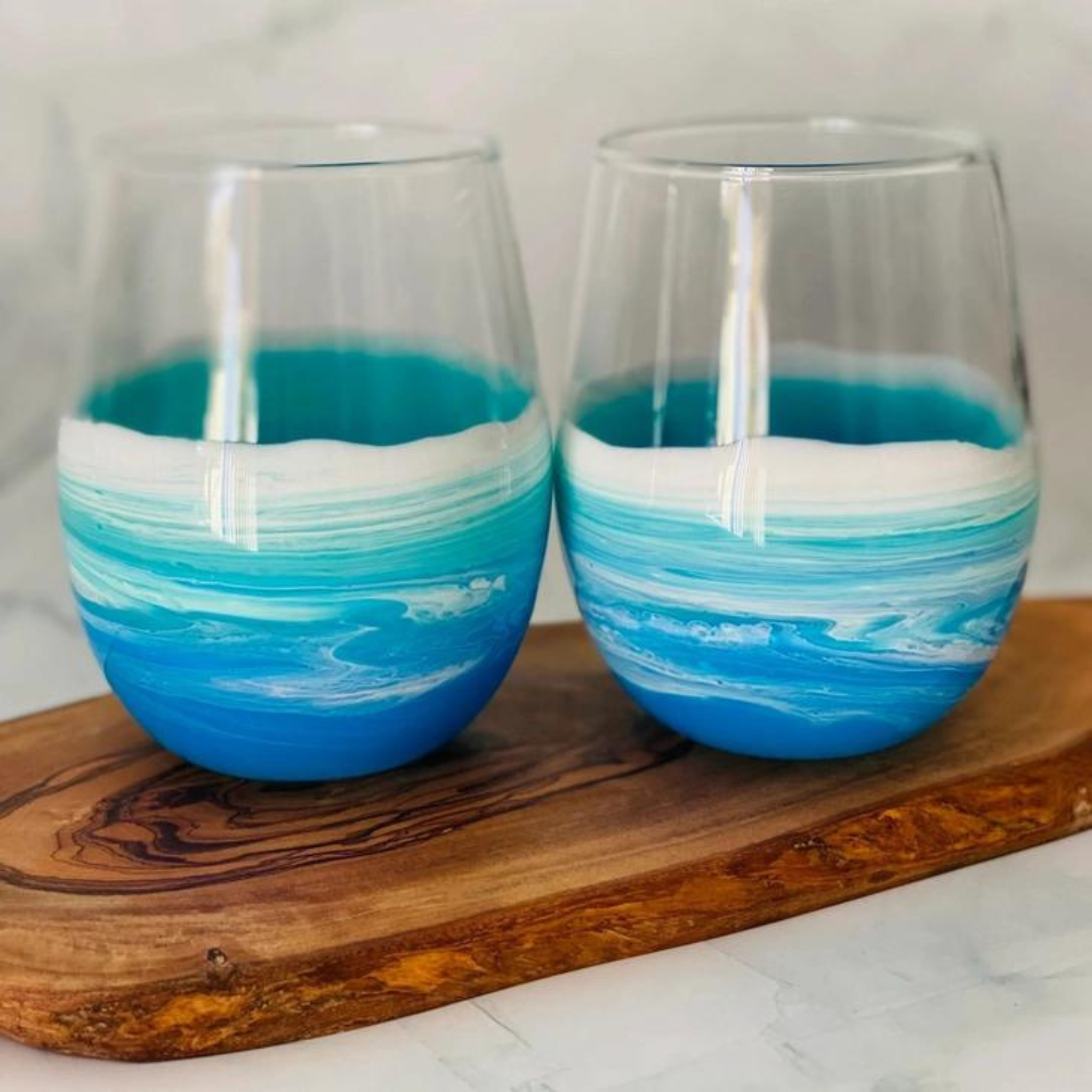 Tranquil Tide Coastal Wine Glasses - Set of 4 - Let's Bag It