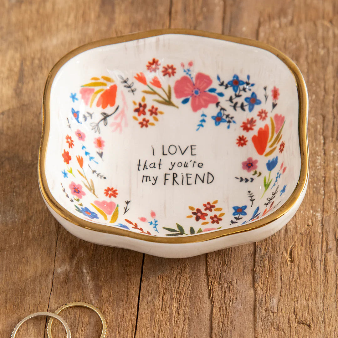 Antiqued Natural Life trinket bowl with vintage-inspired design, perfect for jewelry or small keepsakes.