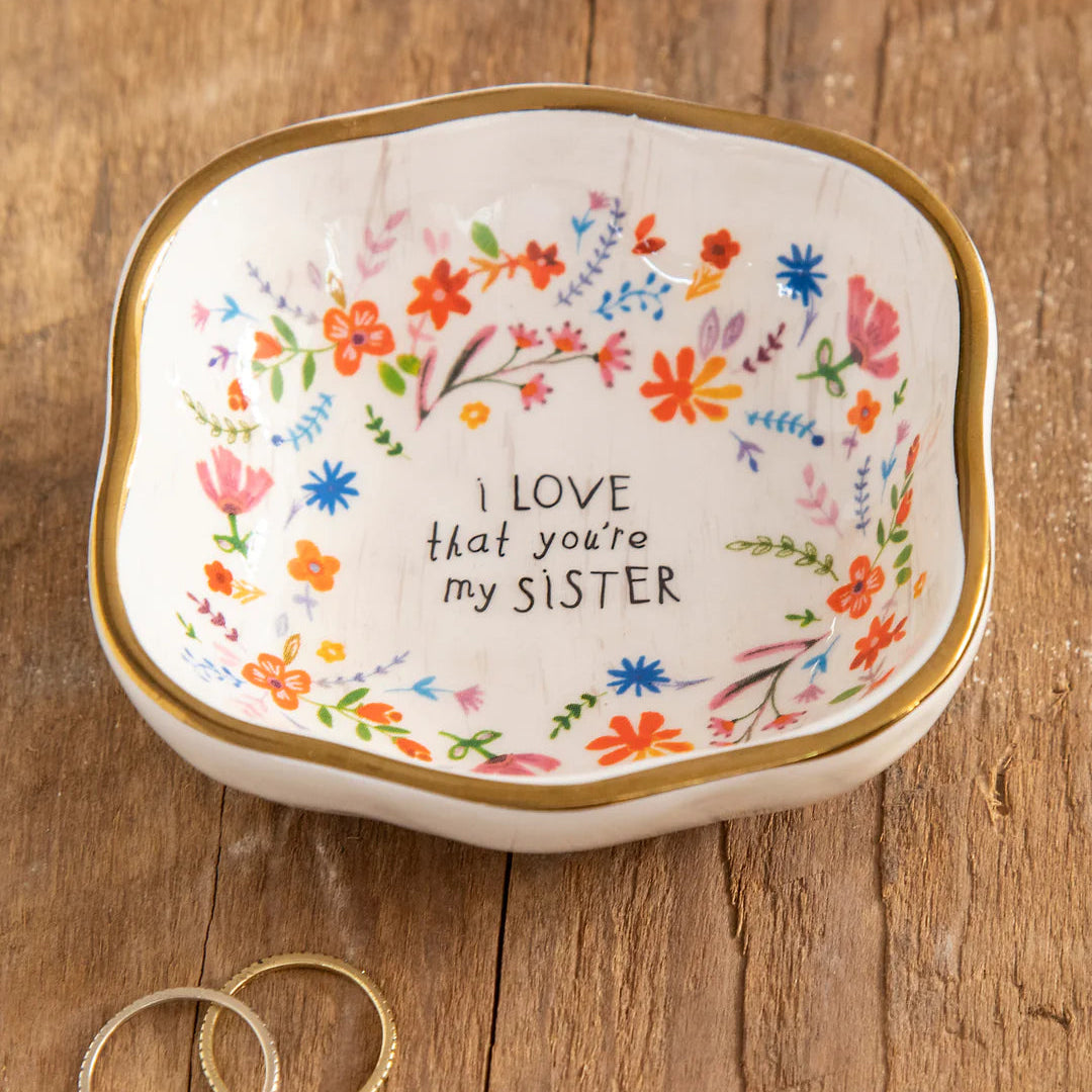 Antiqued Natural Life trinket bowl with vintage-inspired design, perfect for jewelry or small keepsakes.