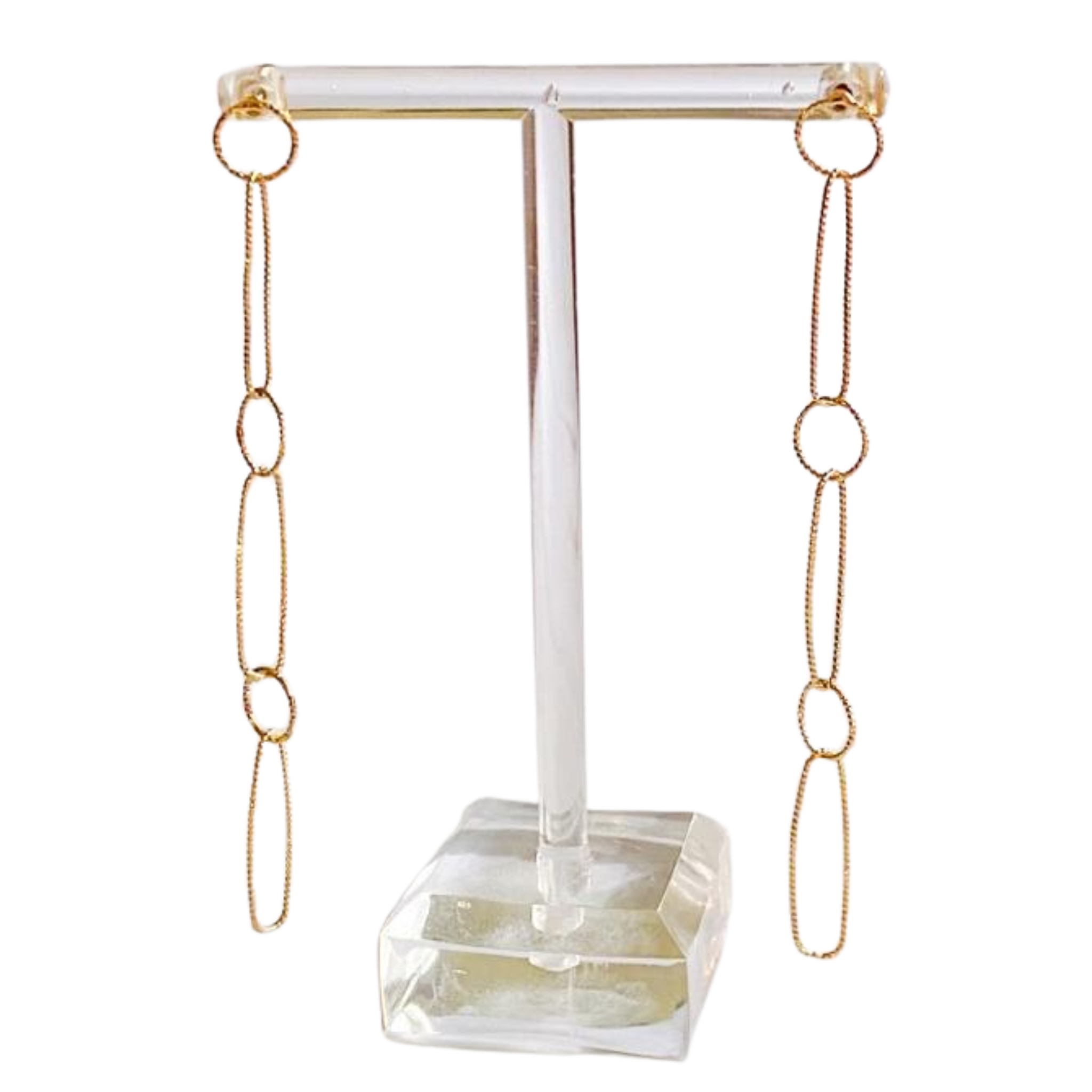 Ellison + Young dangle dainty chain earrings with delicate chain design and small hoop details, stylish and lightweight jewelry accessory.