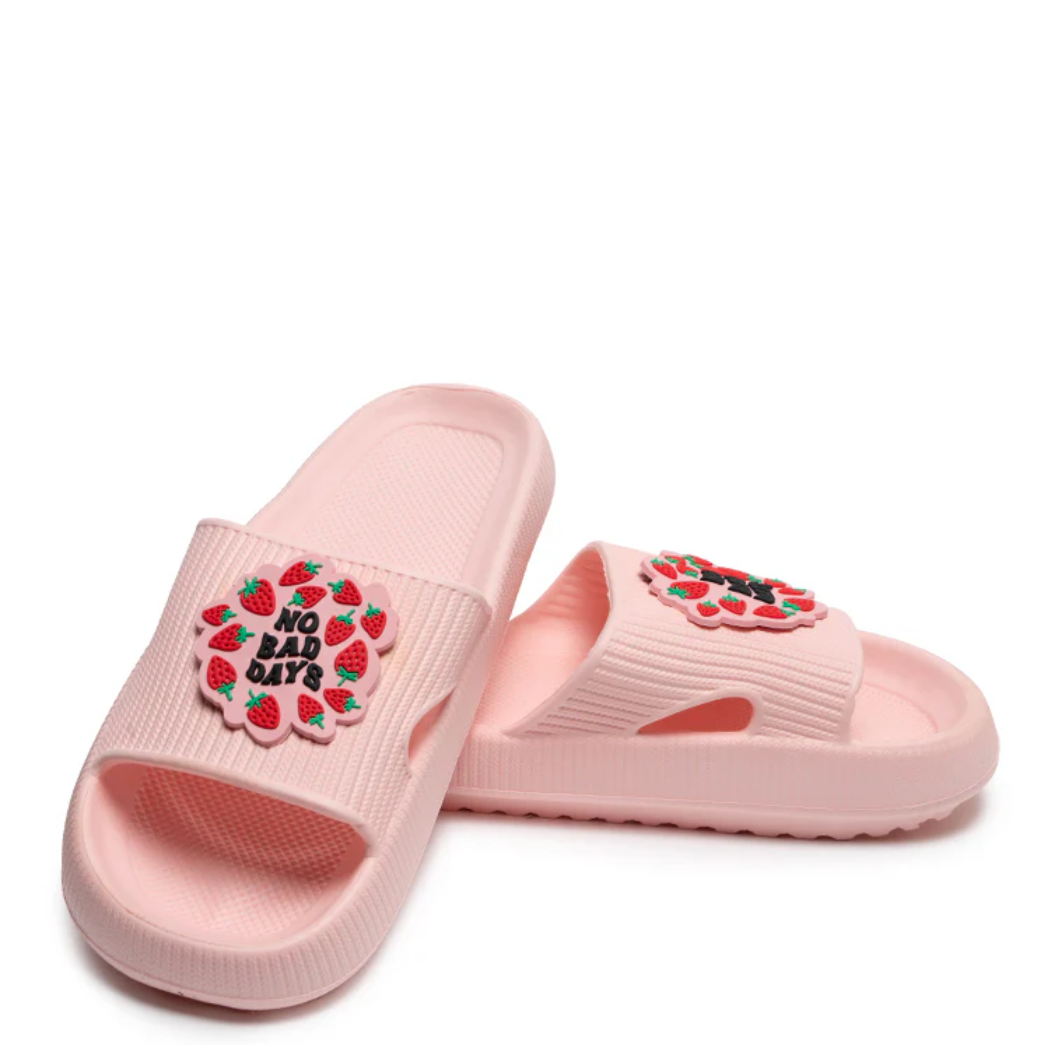 Living Royal Pool No Bad Days Slides featuring a vibrant design and comfortable fit for casual summer wear.