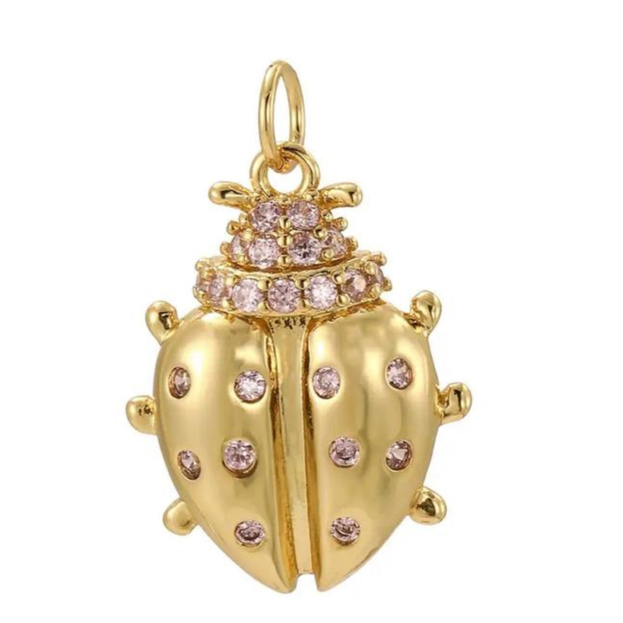 Pave Pink Lady Bug Charm For Charm Bar & Charm Necklace - Let's Bag It
