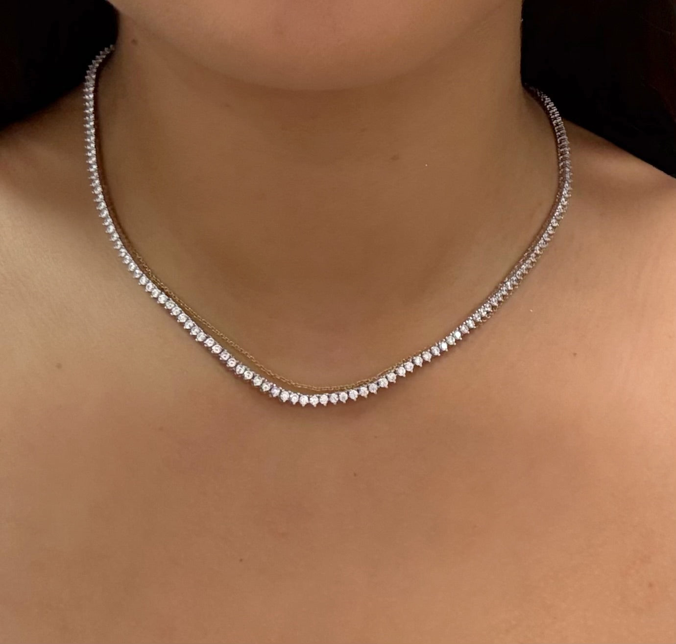 2MM 3 Prong Tennis Necklace 16"