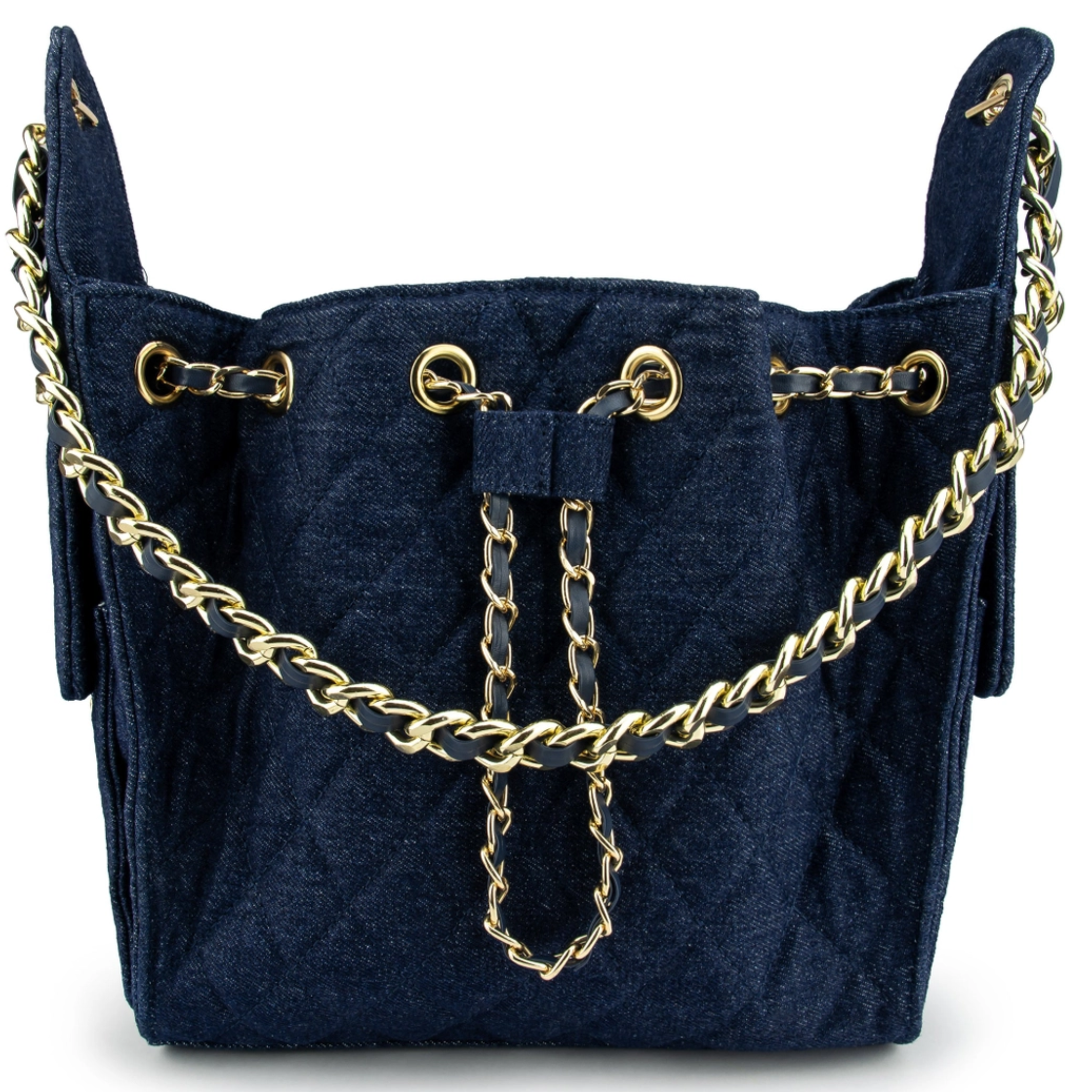 Cruz Denim Bucket Tote in Dark Indigo Small