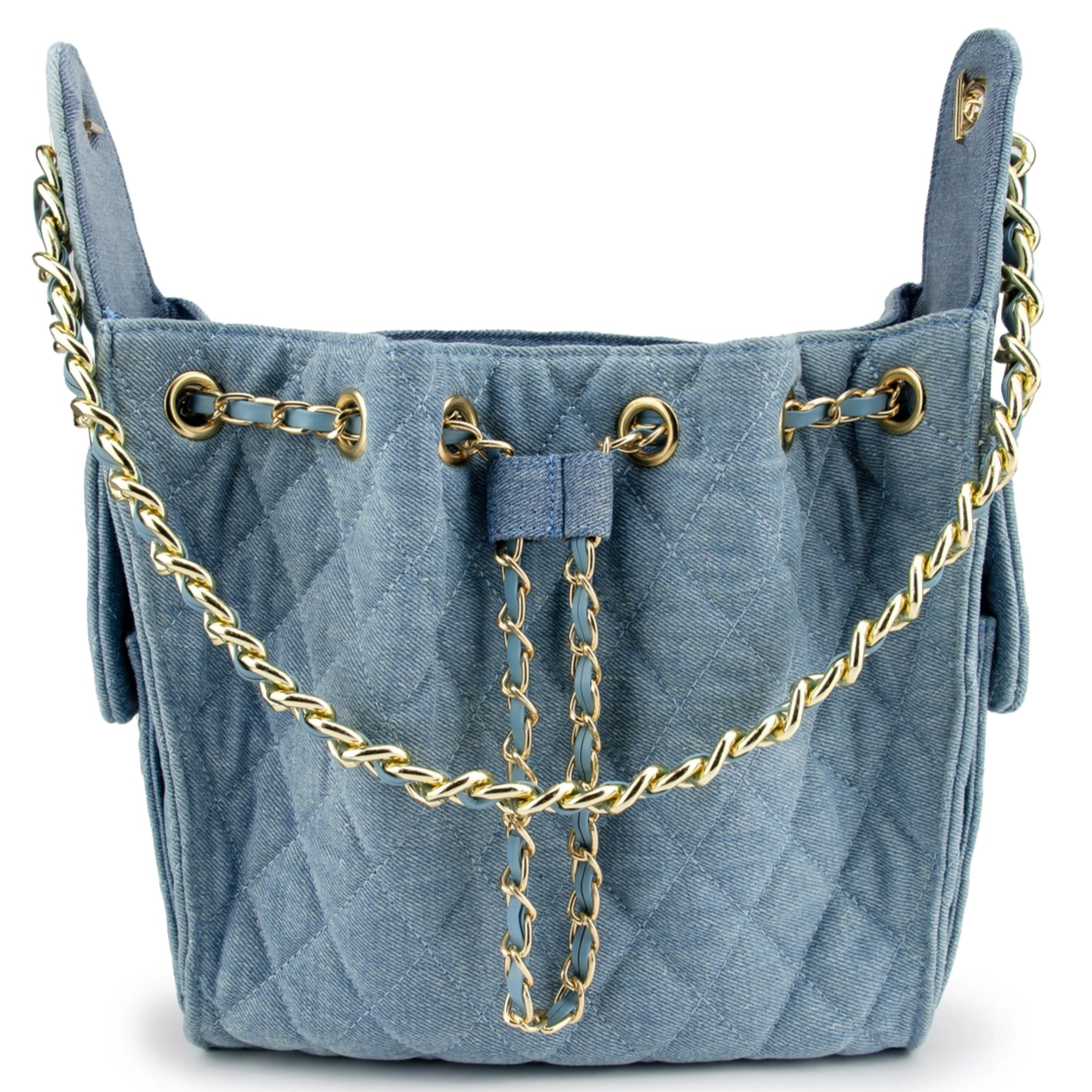 Cruz Denim Bucket Tote in Classic Blue Small