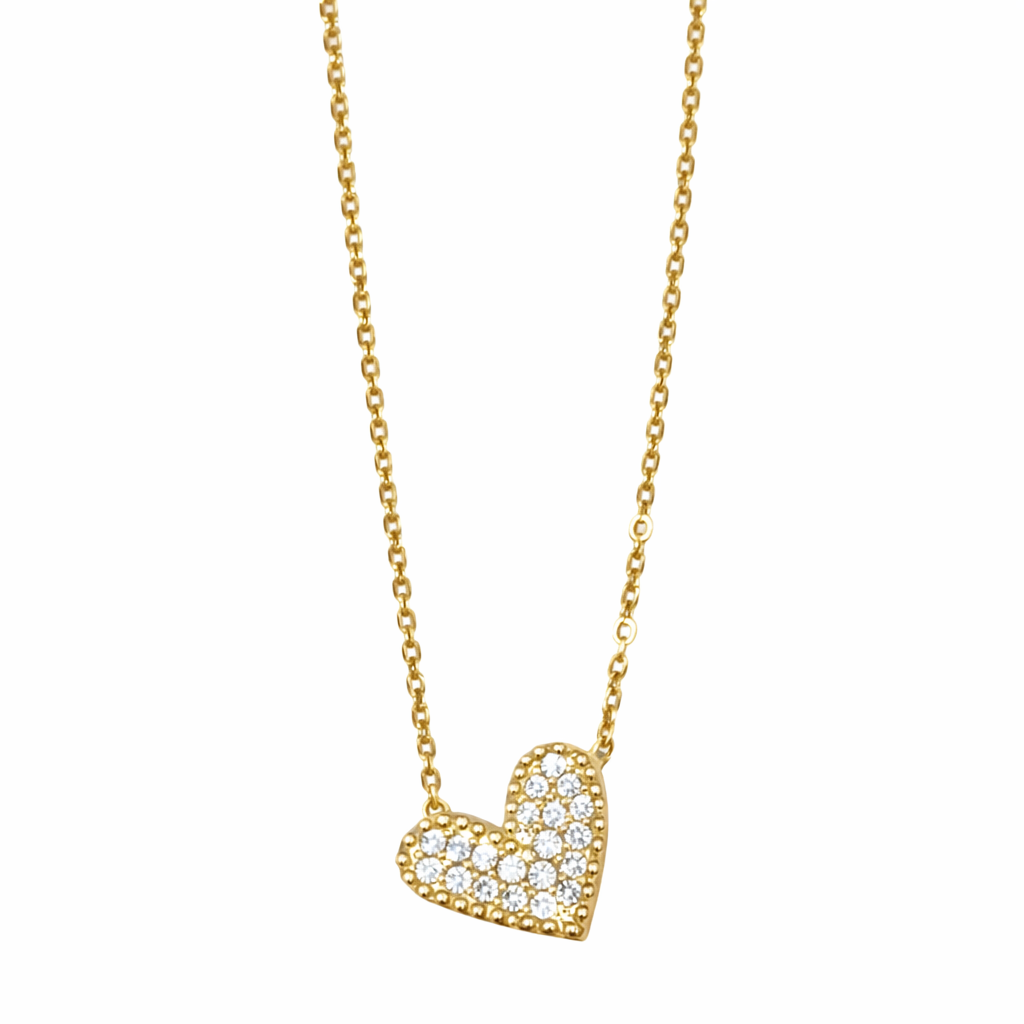 Private label sideways heart necklace with a delicate metal chain and a stylish sideways heart pendant.
