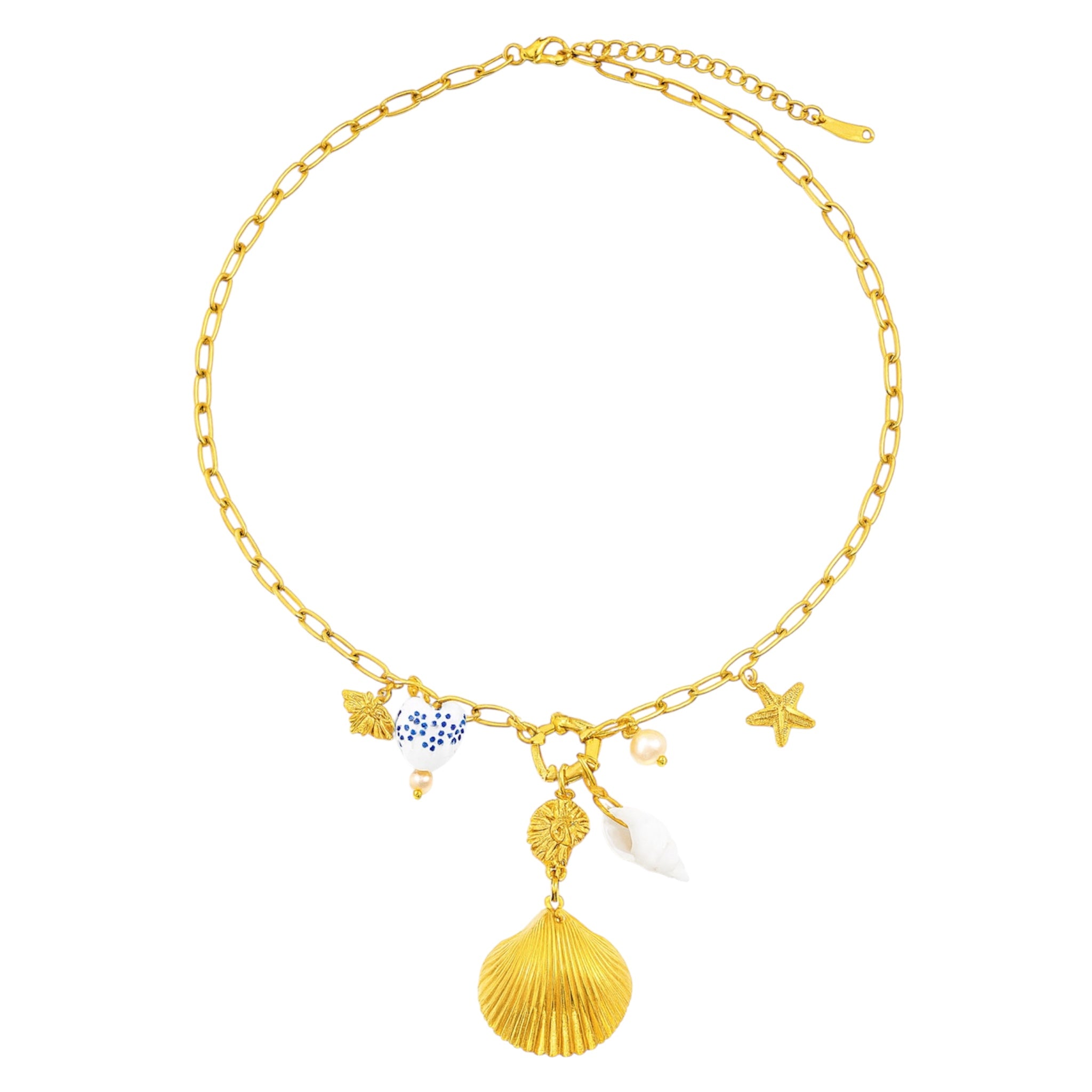 Briar 18K Gold Non-Tarnish Shell Ceramic Charm Necklace