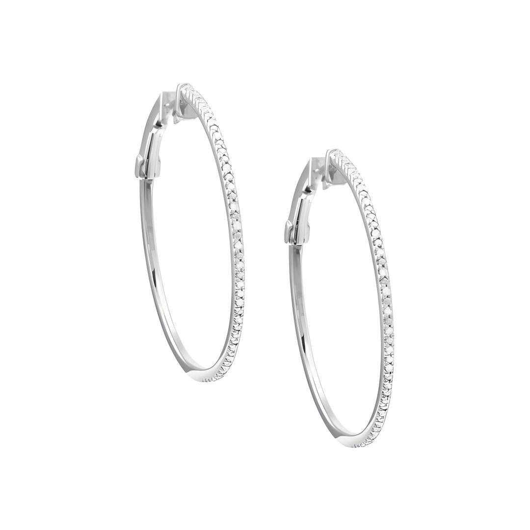 Large CZ Sterling Silver Hoops - Let's Bag It