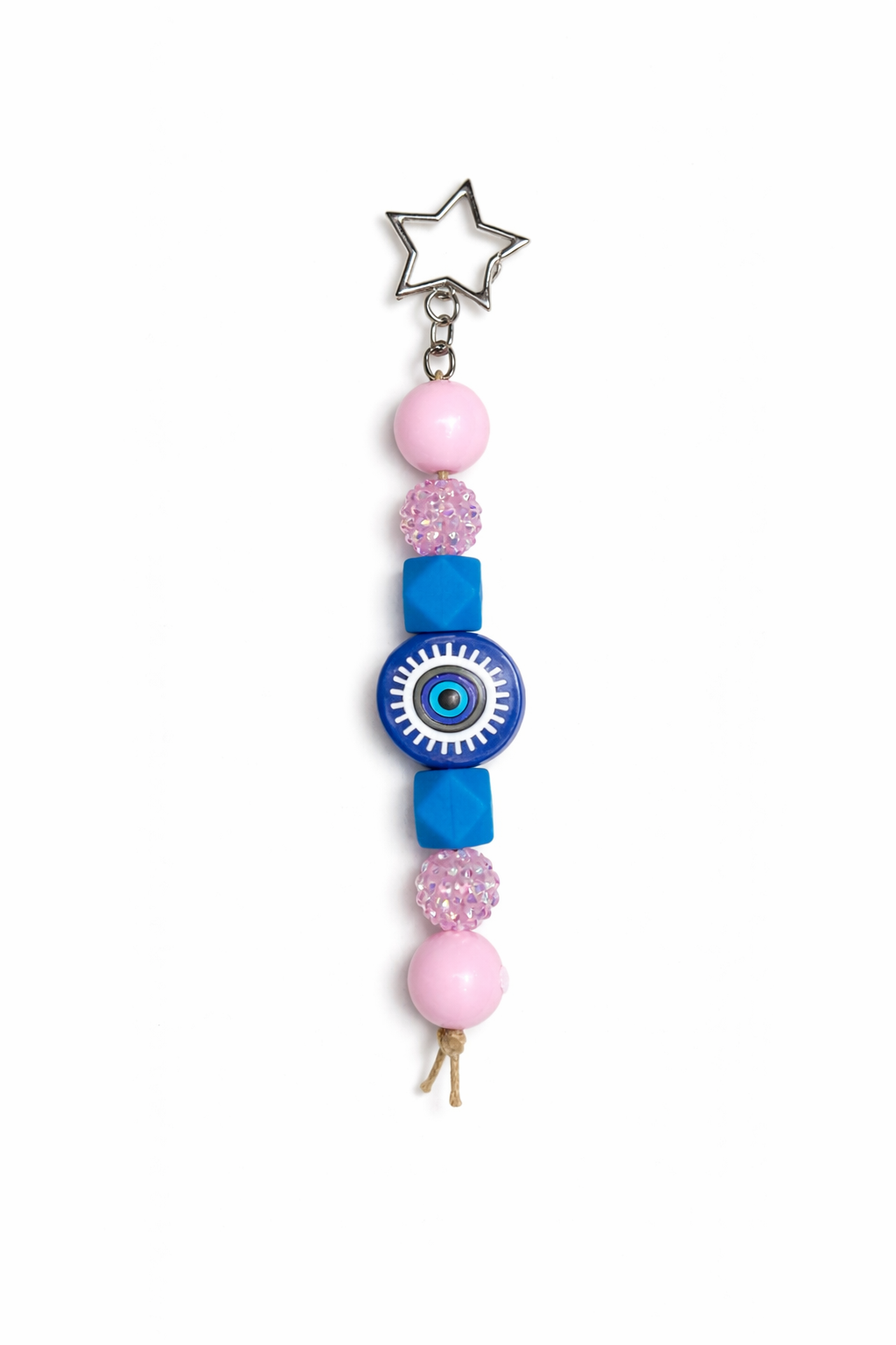 Jules by the Sea Evil Eye keychain and bag charm with blue and silver accents, featuring a protective evil eye design.