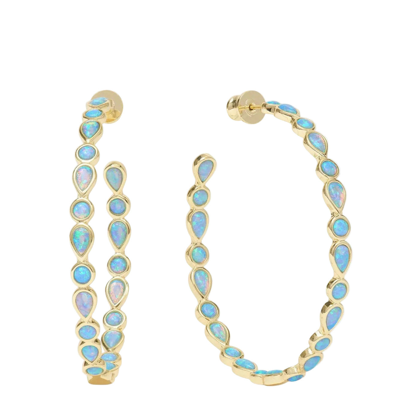 Melinda Maria Isla Hoops 2-inch gold earrings with bold, modern hoop design on a neutral background