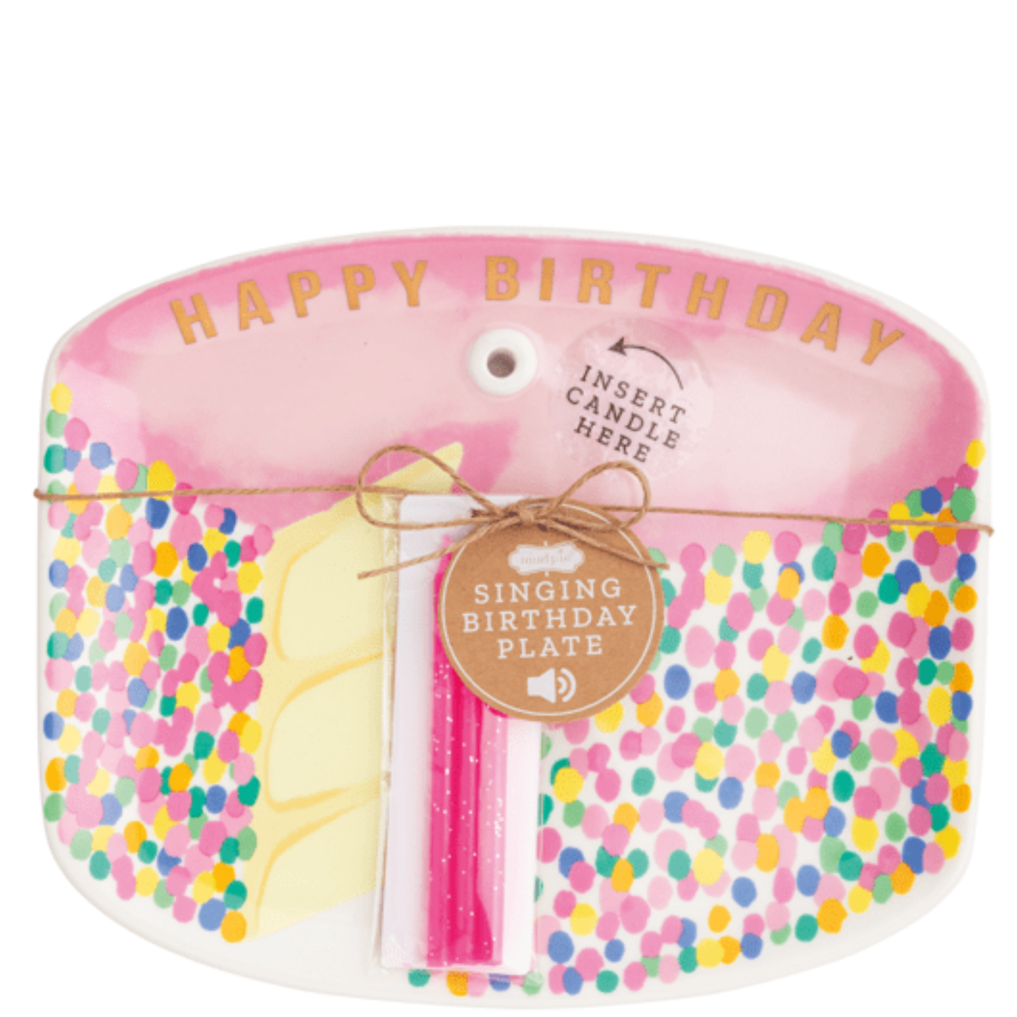 Pink Singing Birthday Candle Holder Plate