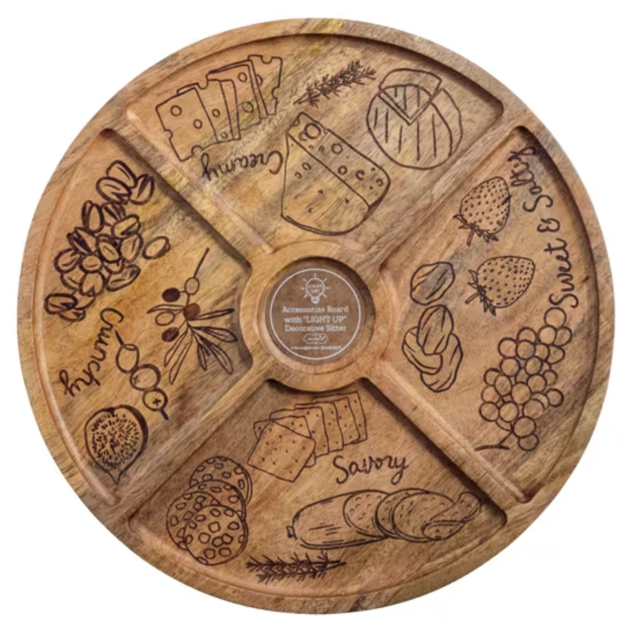 Mudpie Light-Up Sitter Charcuterie Board, giftwear with illuminated design, perfect for serving and entertaining.