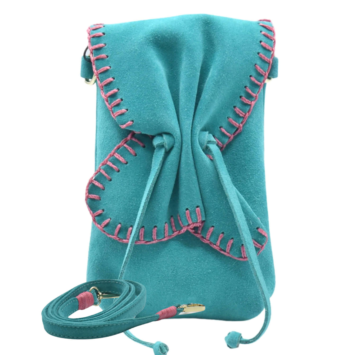 Colorful butterfly design phone bag by Carlos Falchi, featuring a stylish, compact cell phone holder with a butterfly pattern.