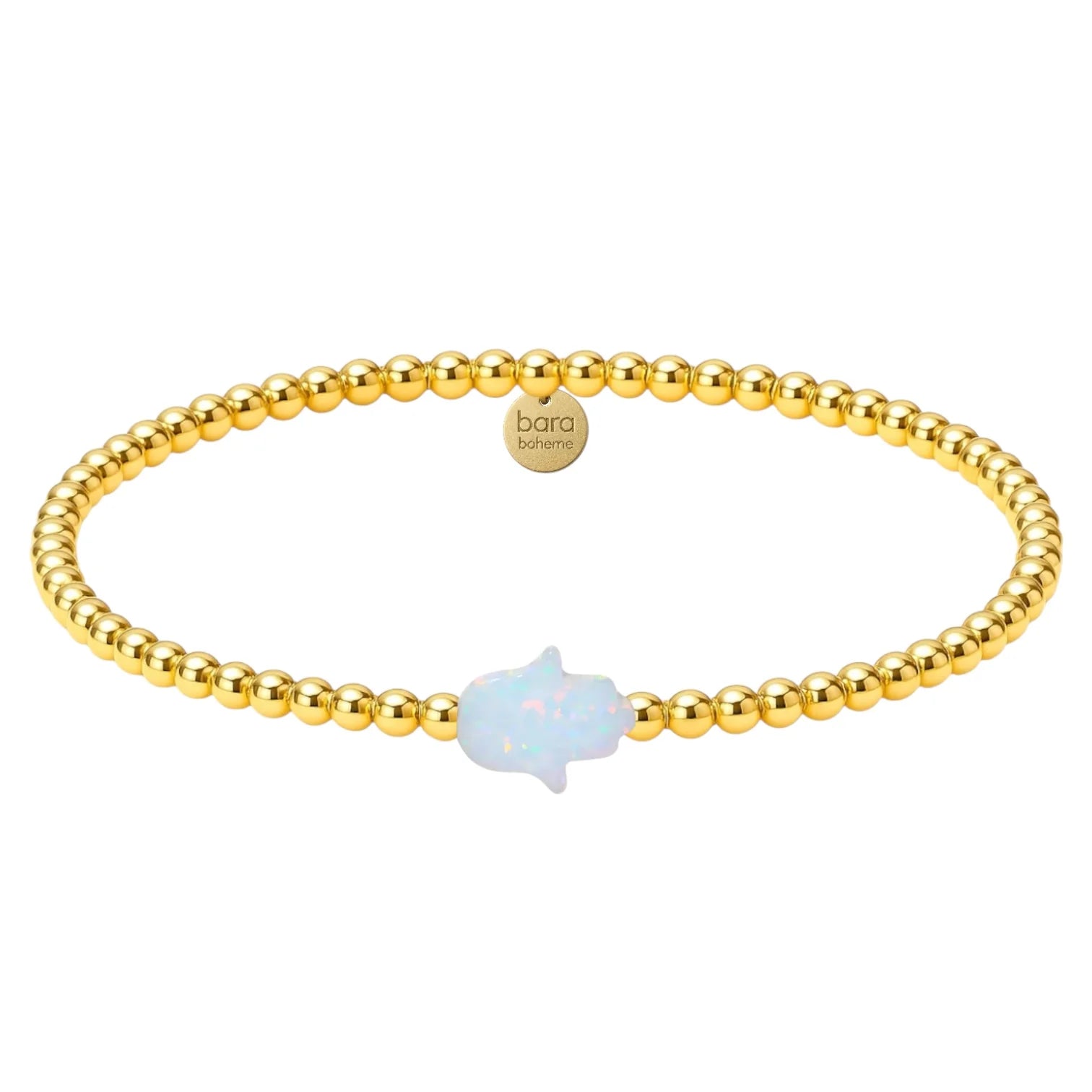 Medium Hand beaded opal bracelet by BARA BOHEME, featuring vibrant opal beads on a delicate strand.