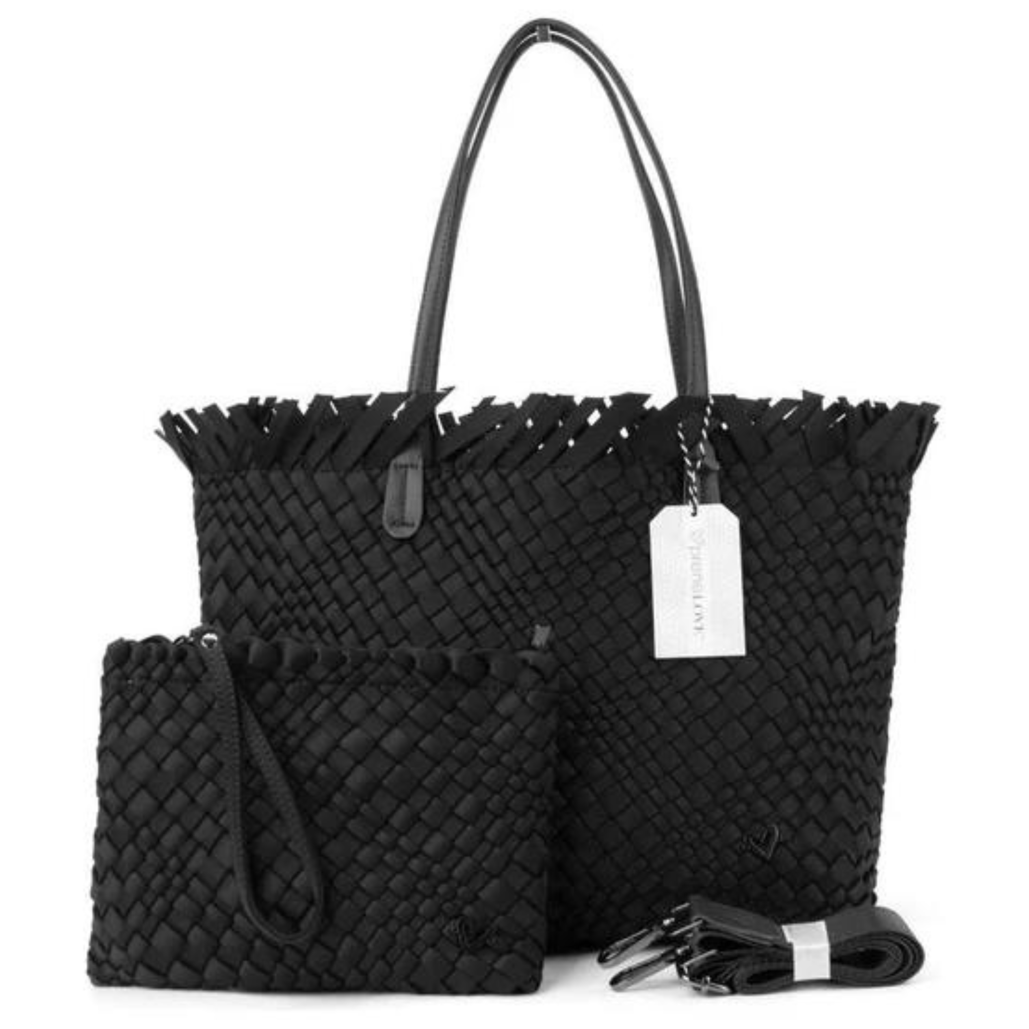 Large woven tote bag with fringed top by prenelove, featuring a stylish design and roomy interior for versatile use.