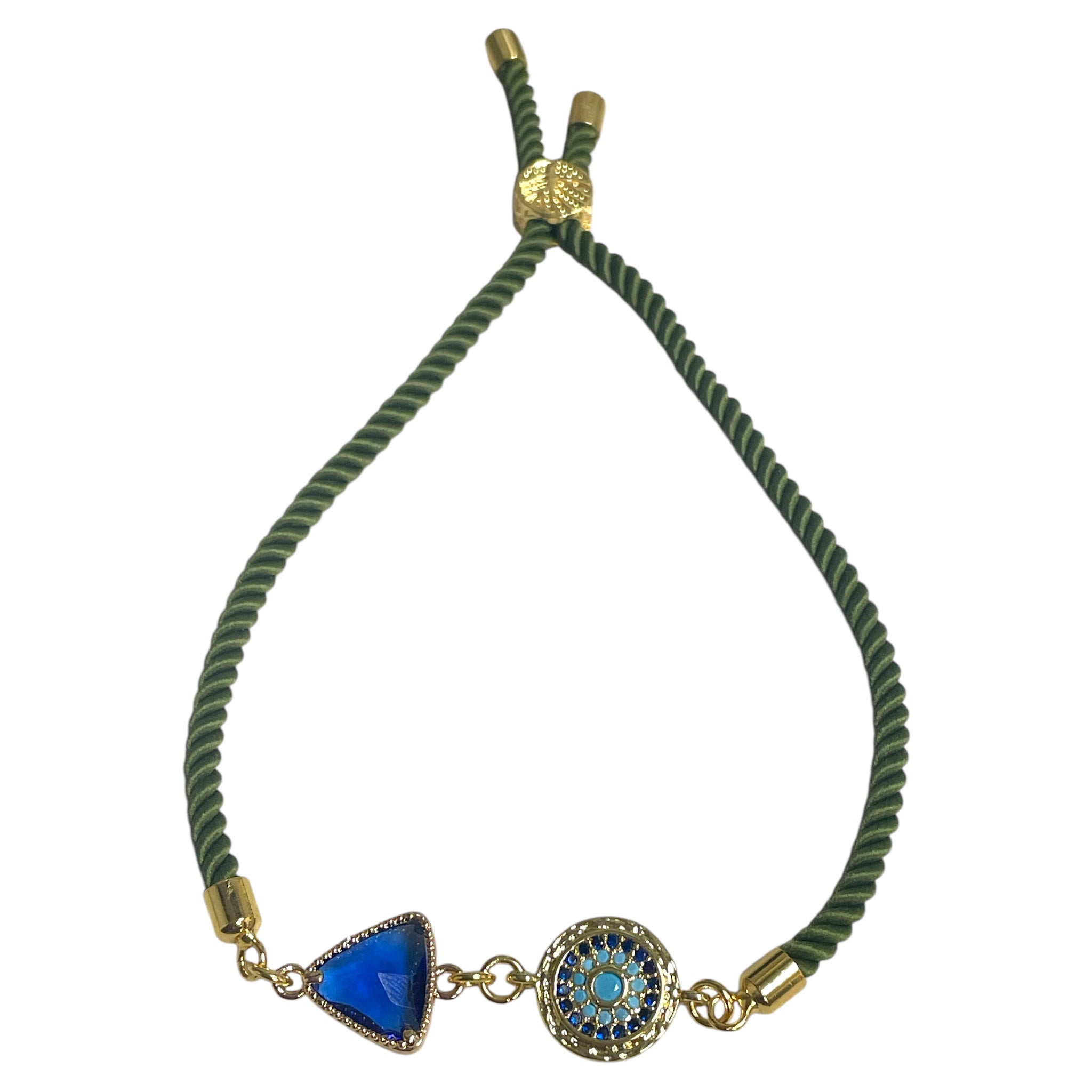 Brenda Perruzza Jewelry rope pulley bracelet featuring layered black and beige cords with metallic accents.
