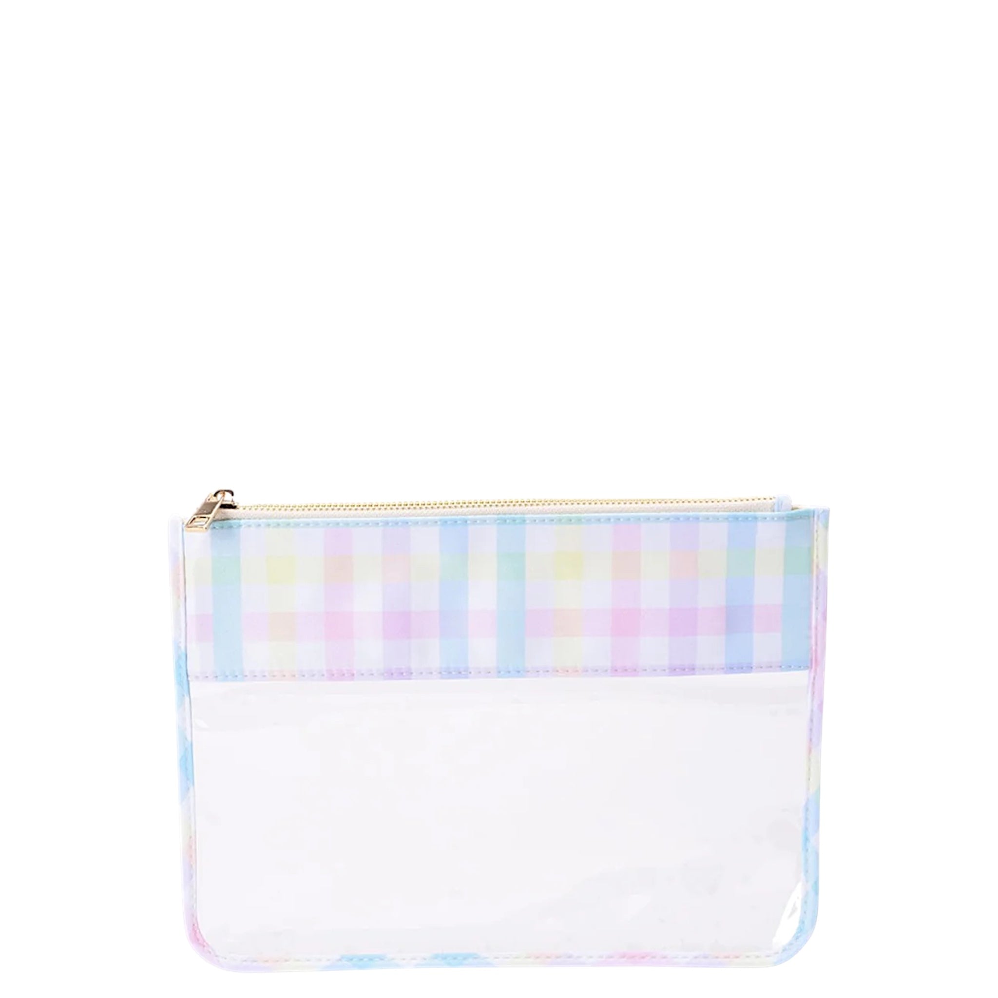 Pastel Plaid Clear Flat Cosmetic Pouches - Let's Bag It