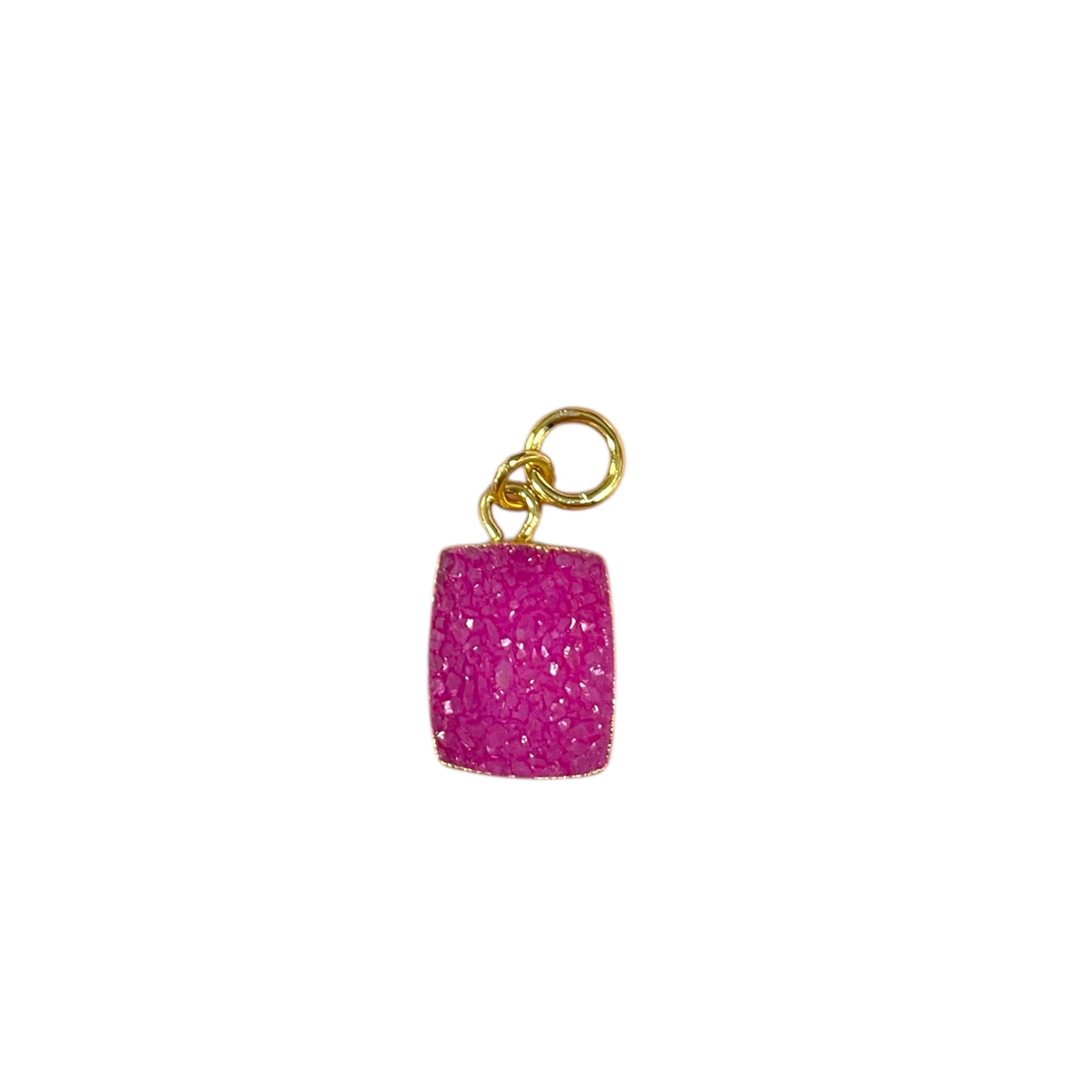 Private label druzy charms featuring sparkling, textured stone surfaces perfect for jewelry making or decorative crafts.