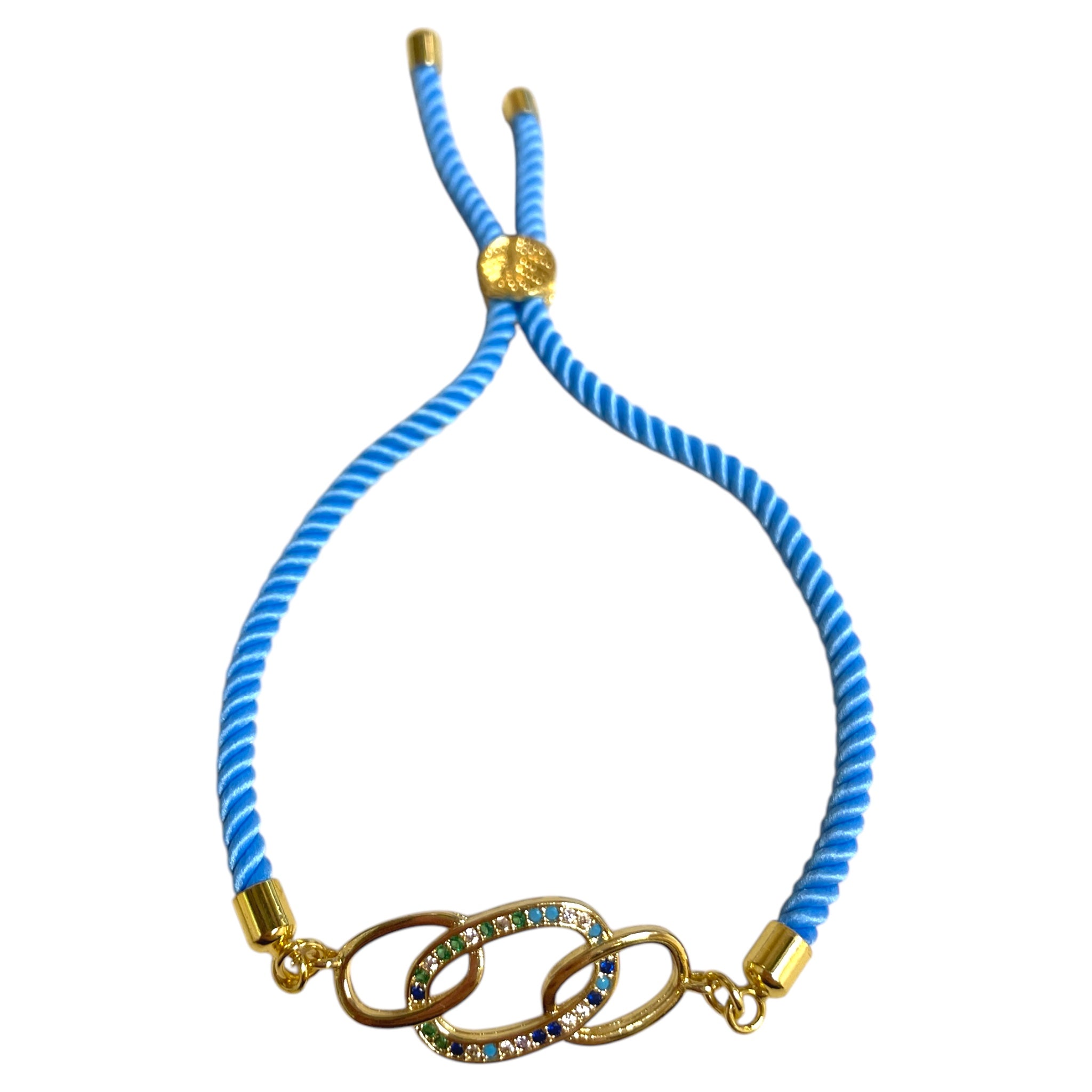 Brenda Perruzza Jewelry rope pulley bracelet with adjustable cord and metal accents, showcasing a stylish and casual accessory.