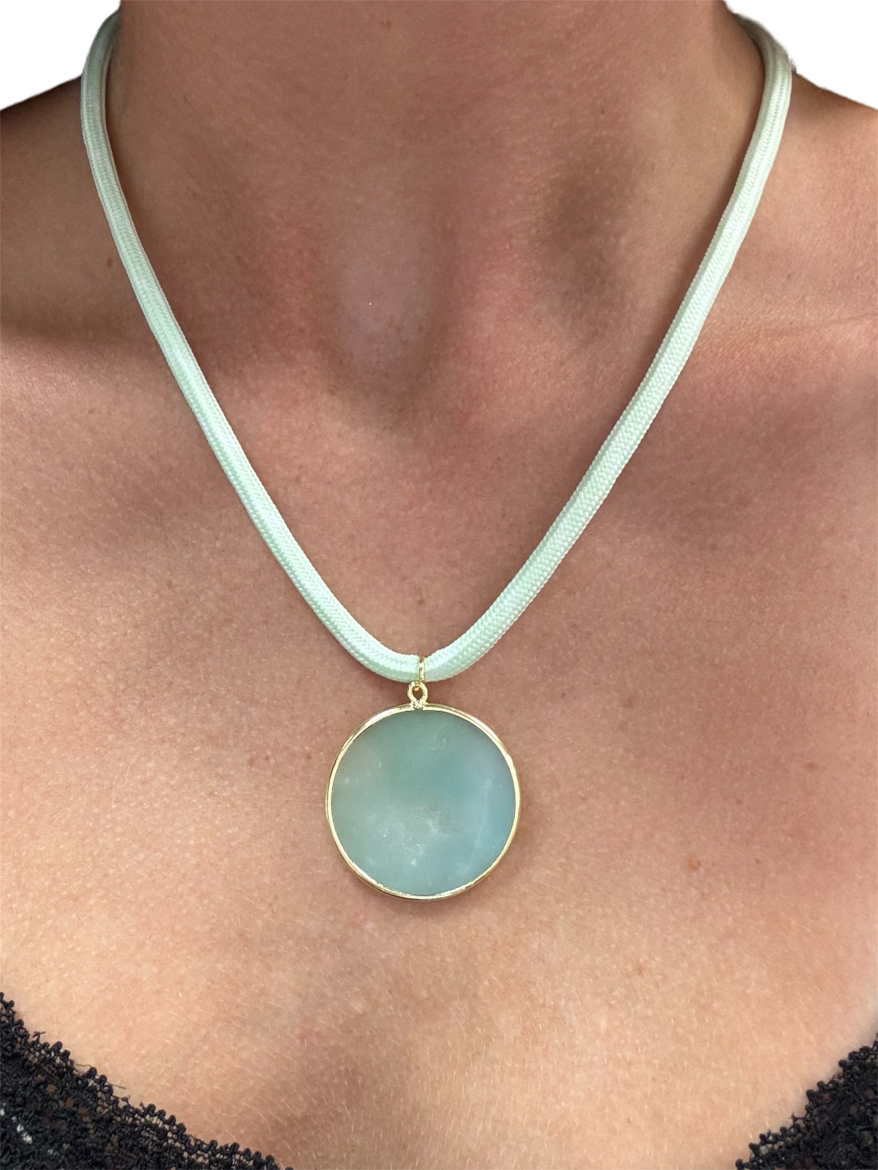 Puffy Pastel Circle Necklace with Bungee Chord