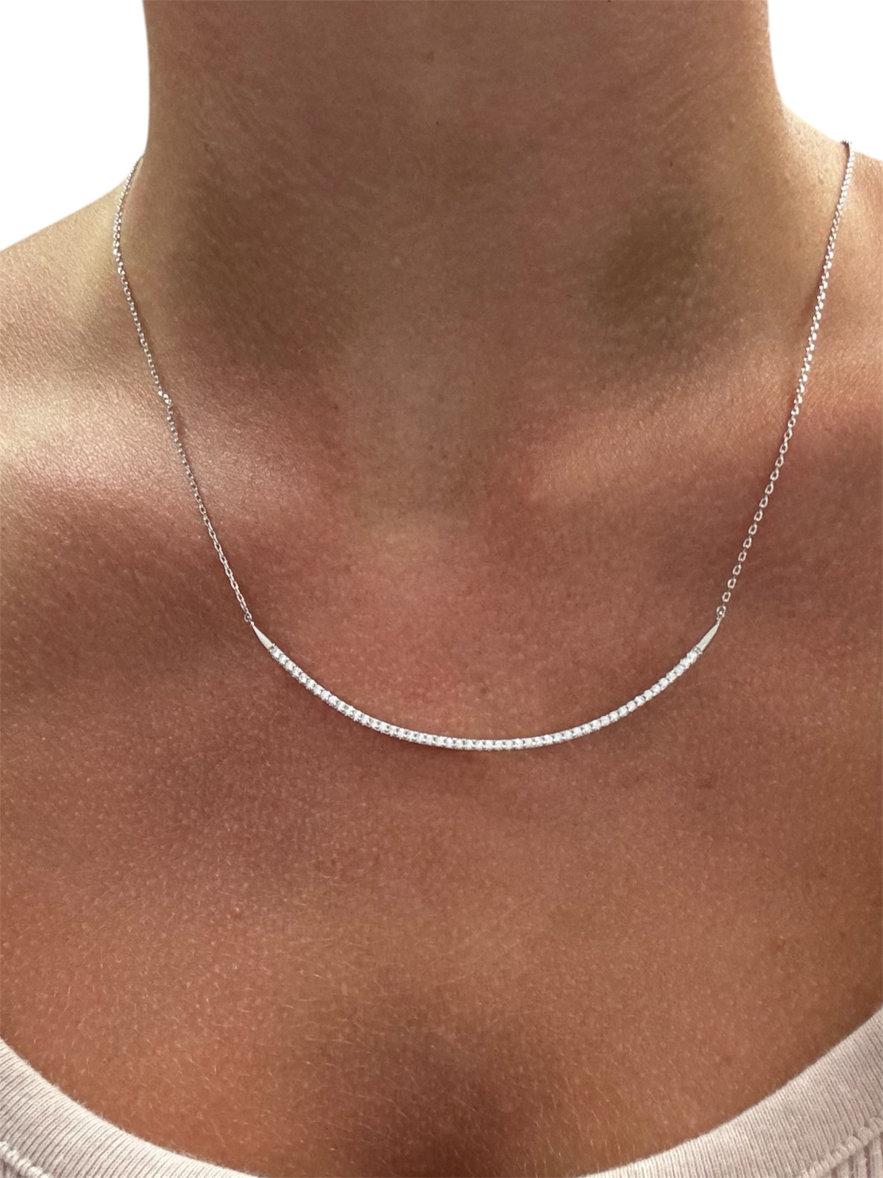 Sterling Silver 925 Wishbone CZ Necklace by Private Label Jewelry, featuring a delicate wishbone design adorned with sparkling zirconia.