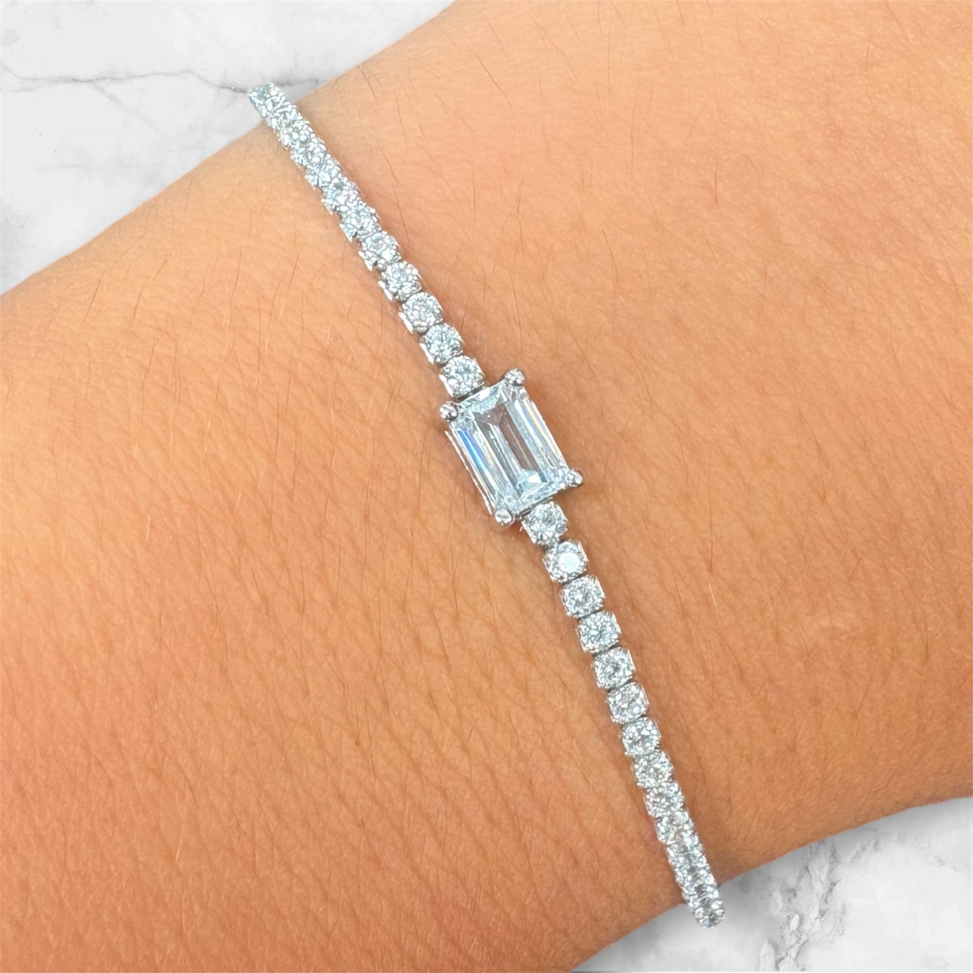 Rectangle Cut Tennis Bracelet