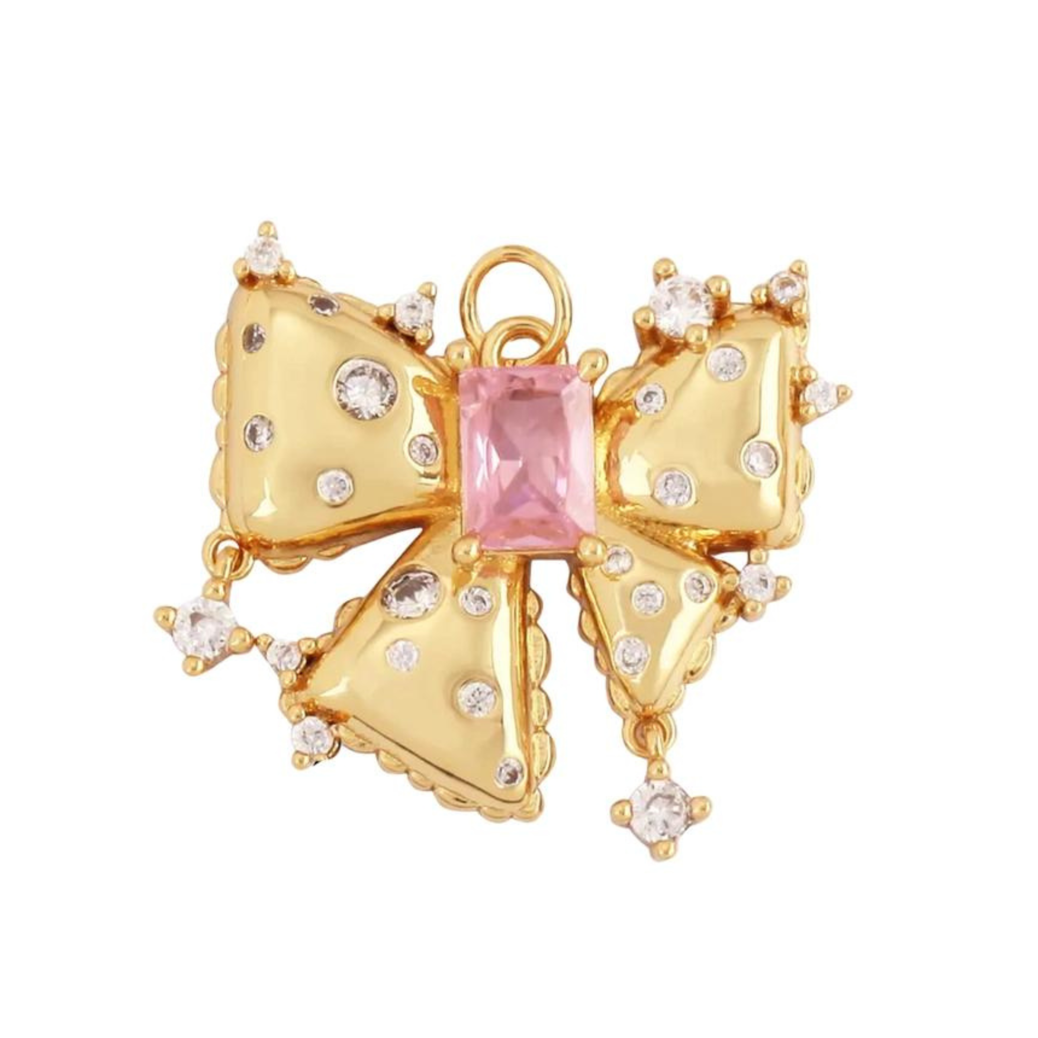 Pink Pave Bow Charm For Charm Bar & Charm Necklace - Let's Bag It