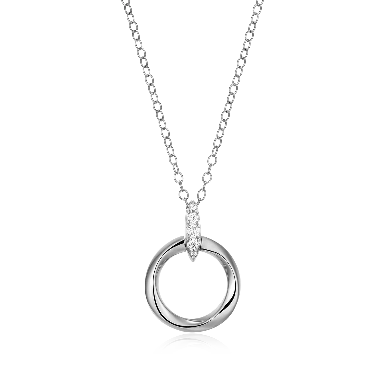 Monte Luna Knife Edge Circle Link Lab-Created Diamond Pendant Necklace - BN0188W