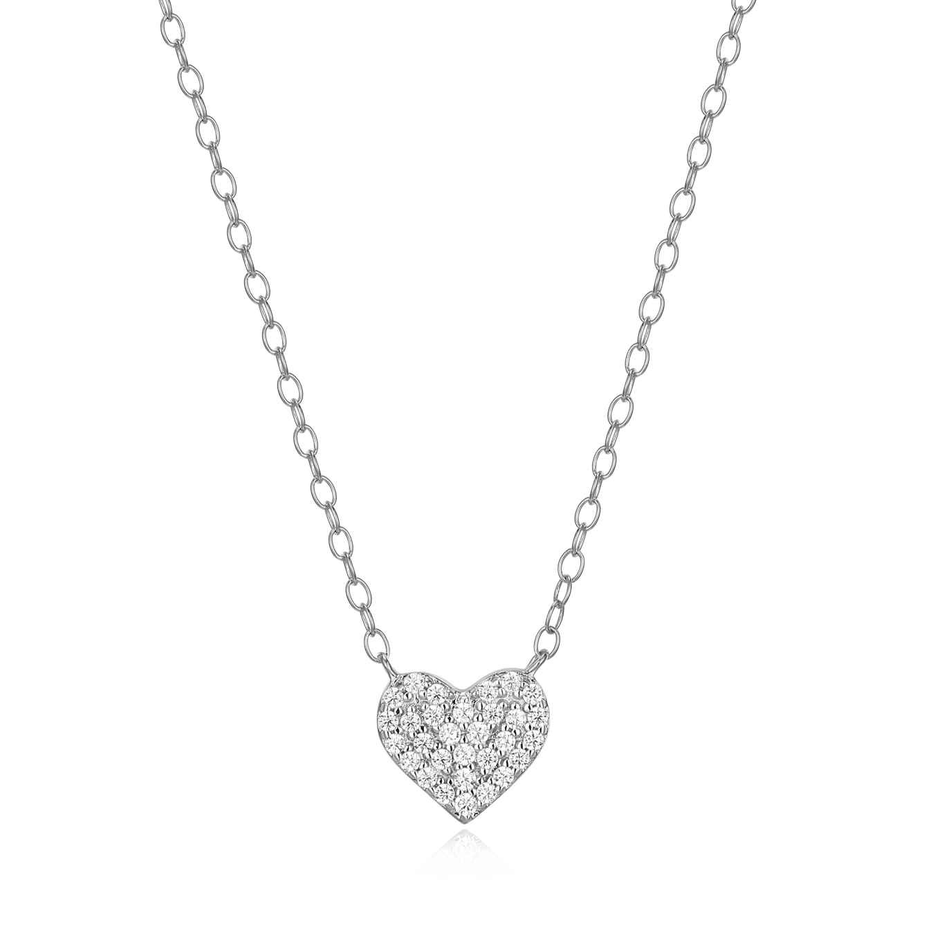 M by Monte Luna pave heart necklace with sparkling stones on a delicate chain, showcasing elegant design and craftsmanship.