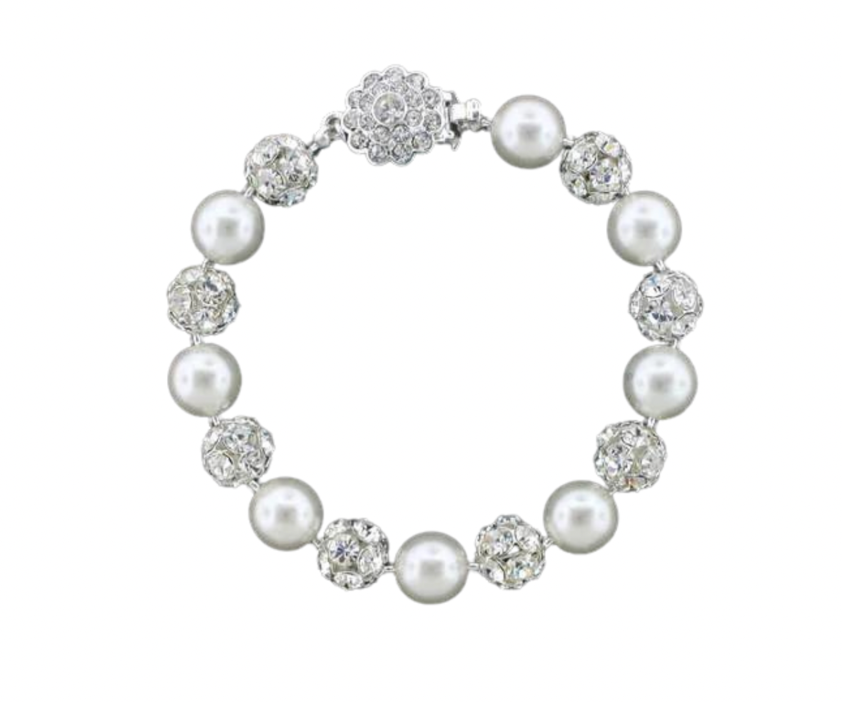 10mm Pearl & Rhinestone Bead Bracelet - Let's Bag It