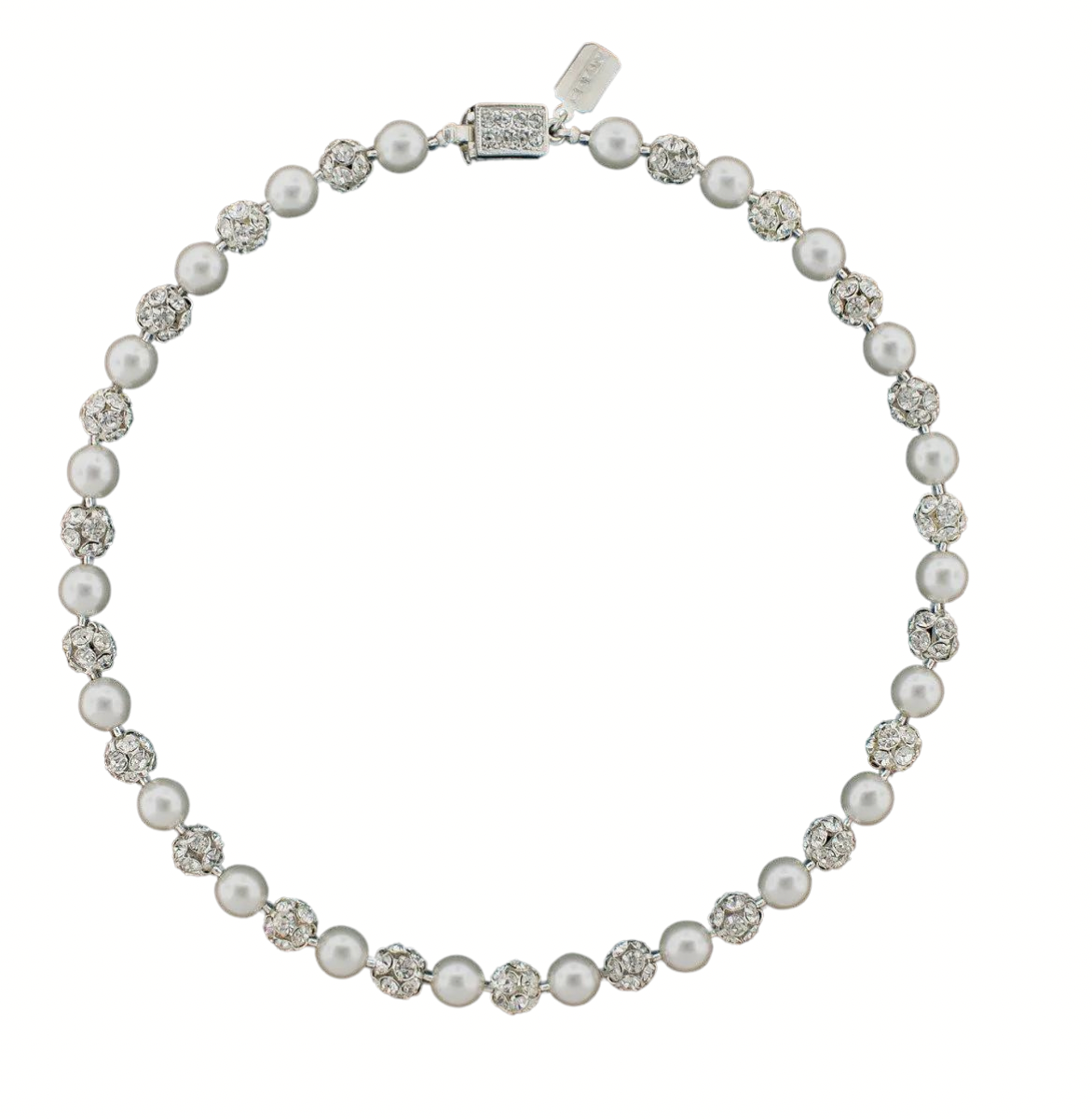 Pearl Necklace with Rhinestone Beads - Let's Bag It