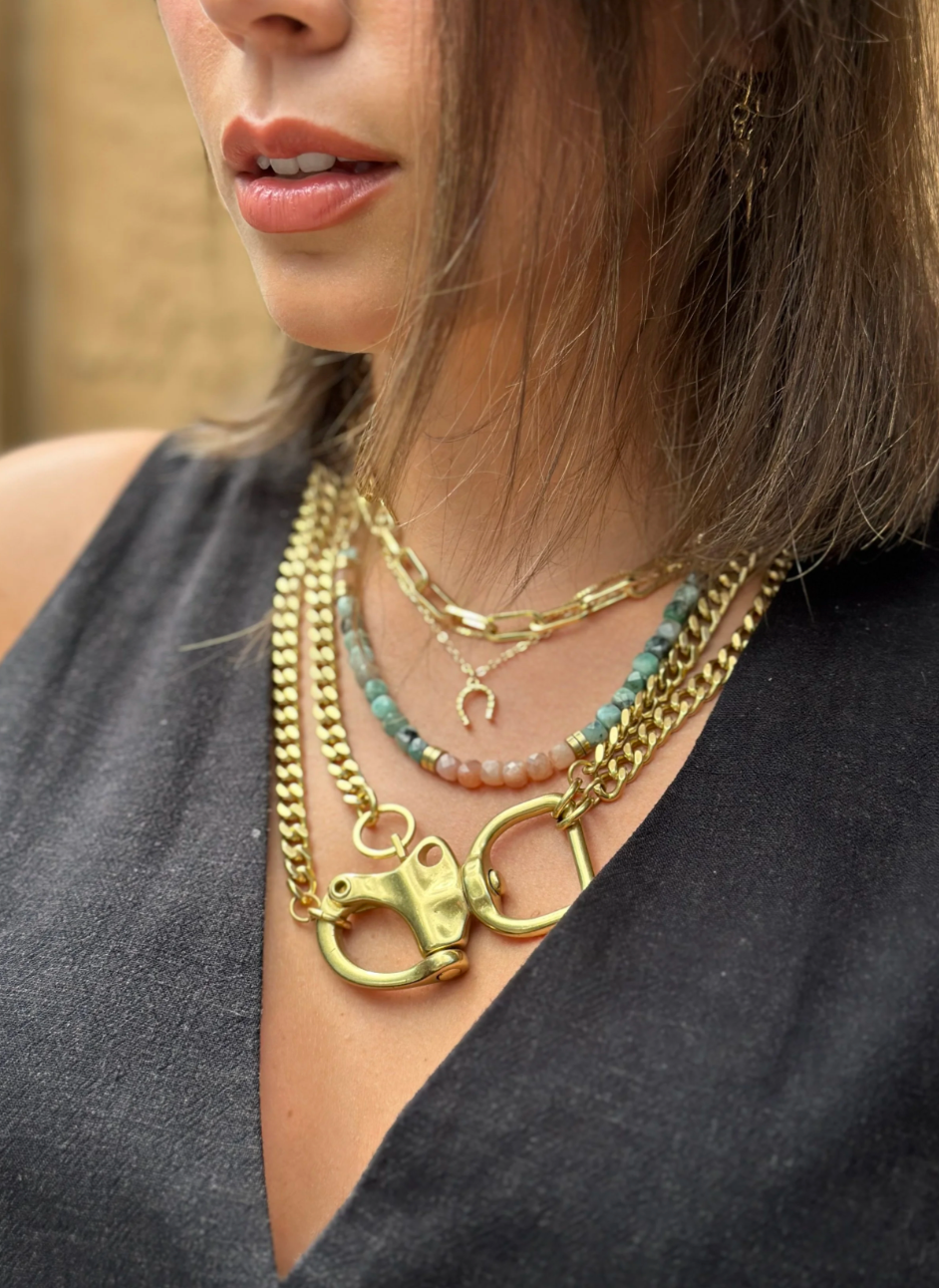 PEACH MOONSTONE & EMERALD | CURB - 20 " L