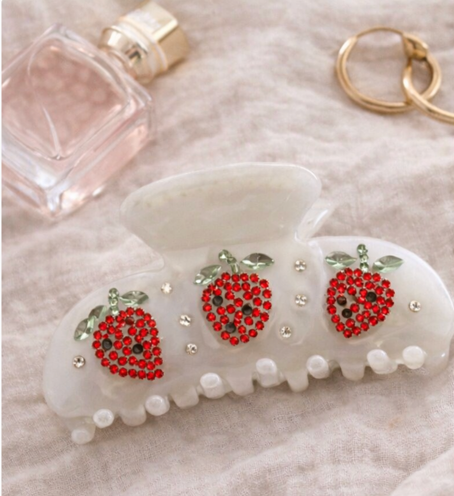 🍓 Strawberry Sparkle Hair Claw Clip