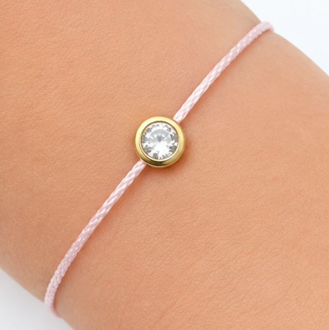 Diamond Cord Bracelet with Round Bezel CZ