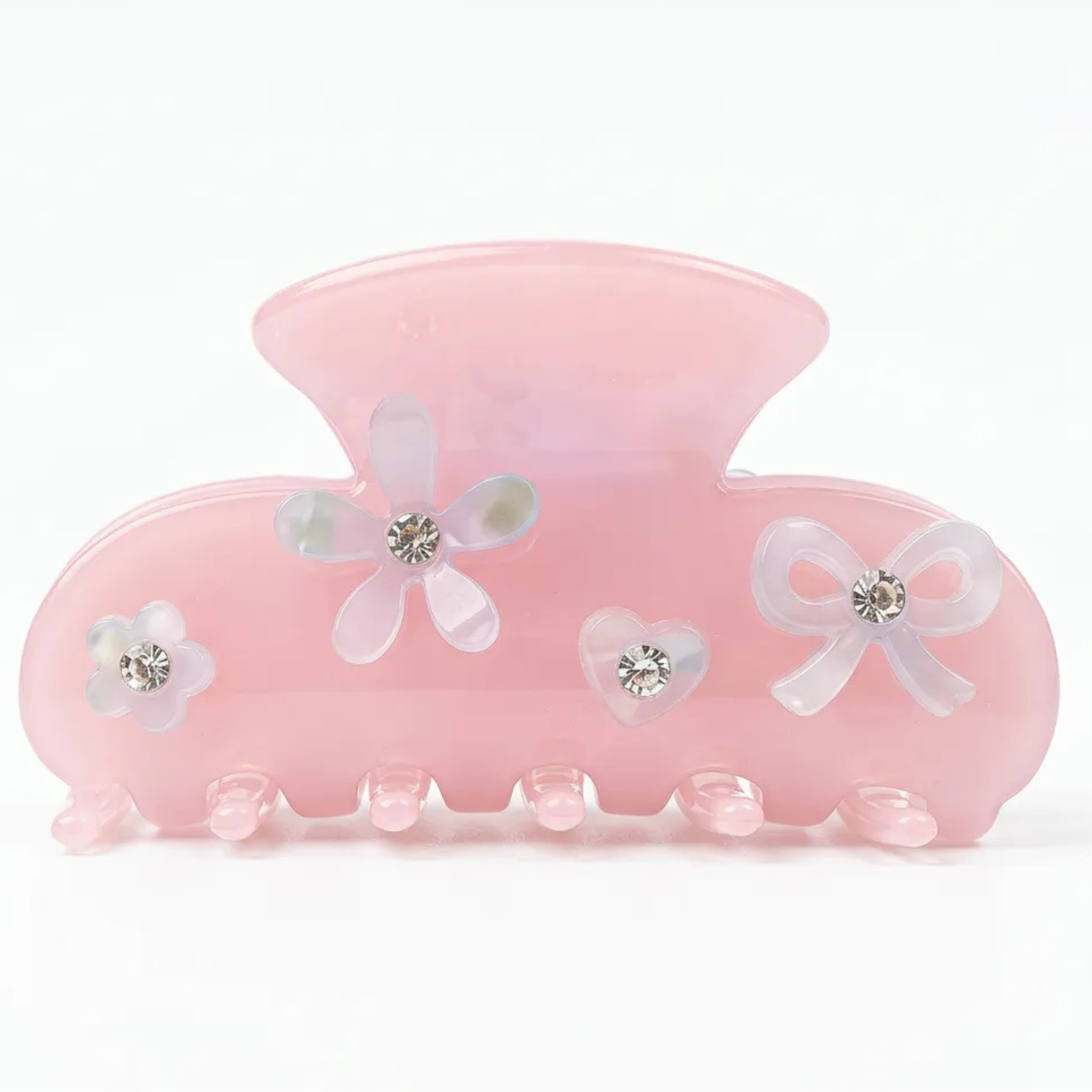 Cream-colored rhinestone flower heart bow hair clip with starfish design, stylish accessory for women by Private Label