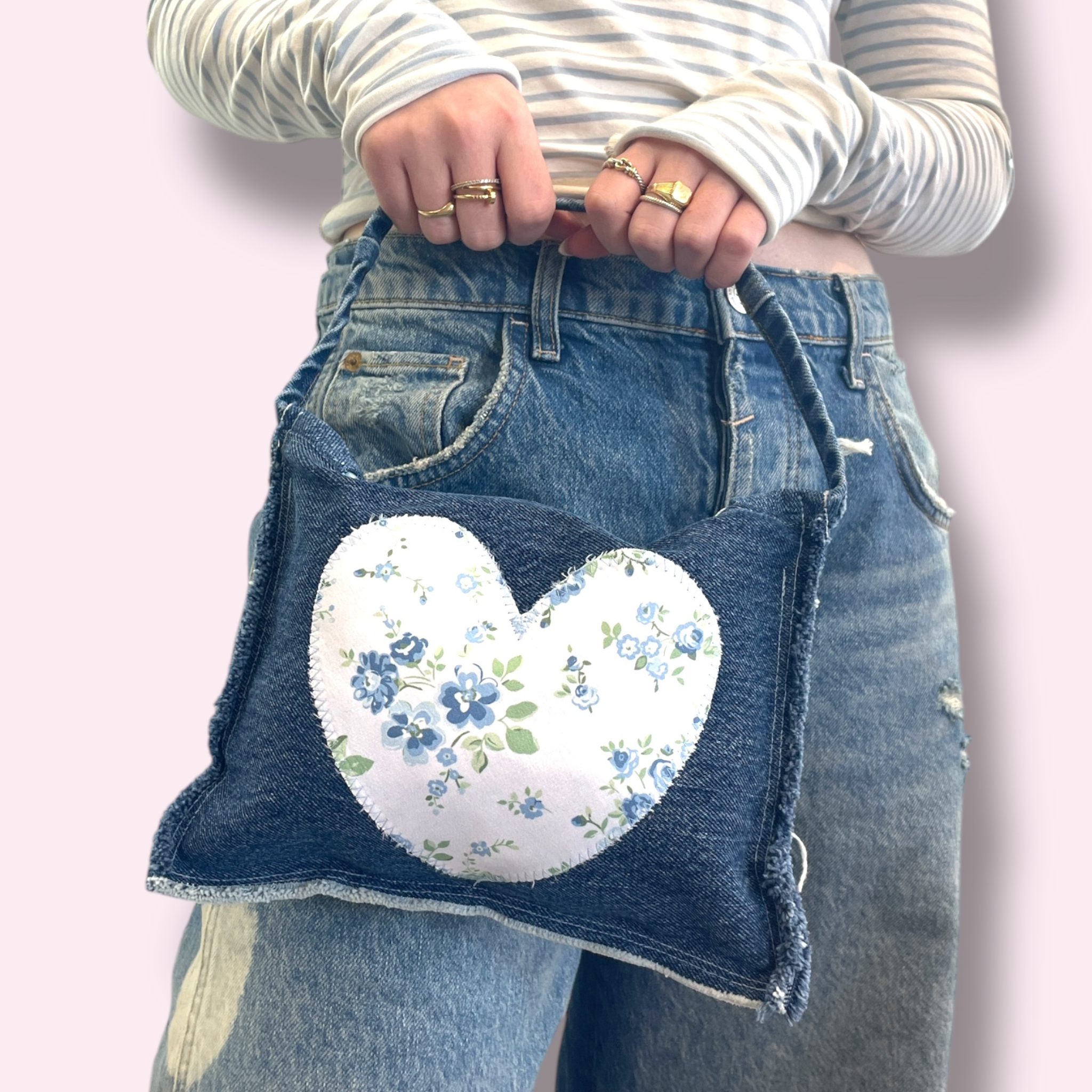 Shabby chic denim mini shoulder bag - Let's Bag It