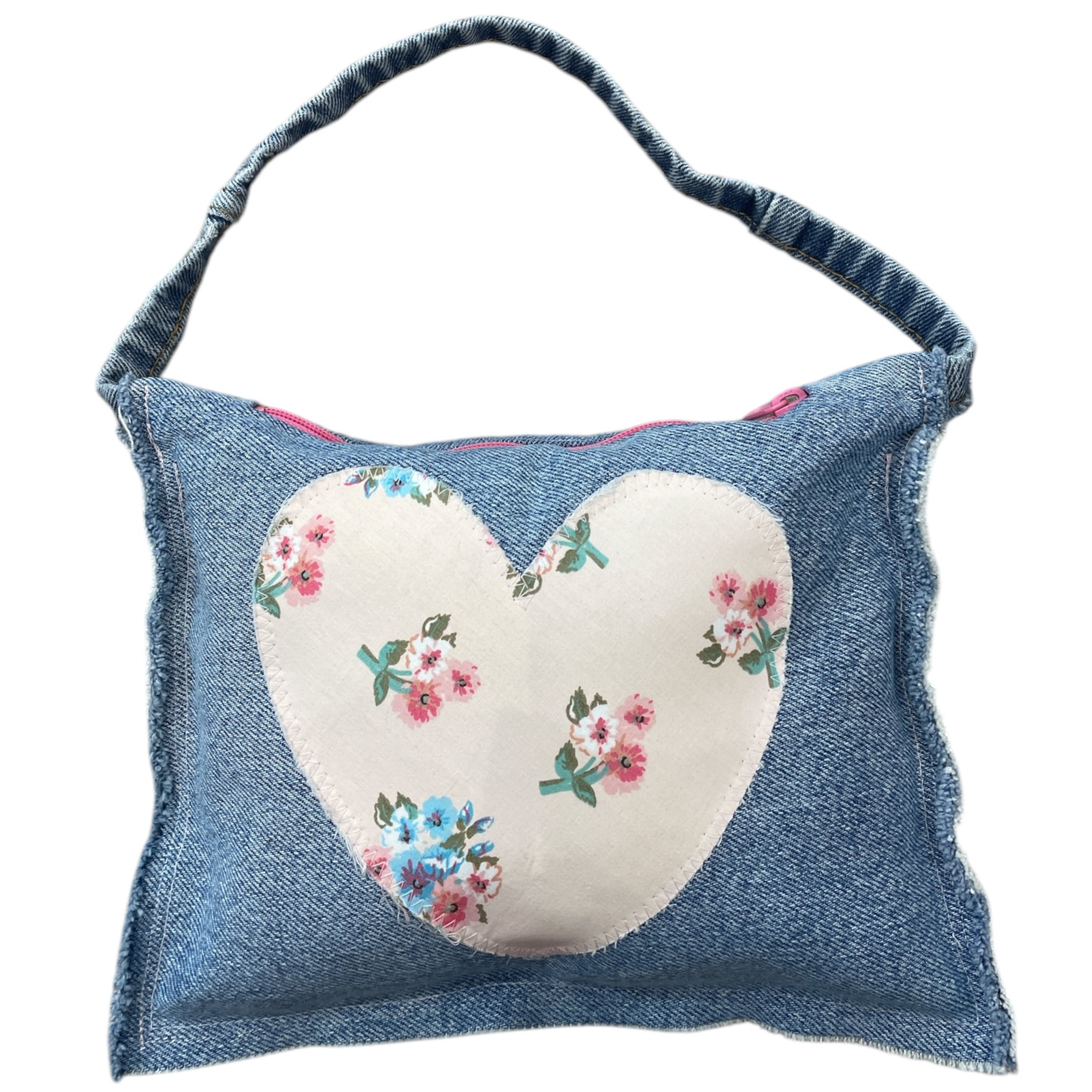 Shabby chic denim mini shoulder bag with a stylish design, featuring a soft texture and adjustable strap.