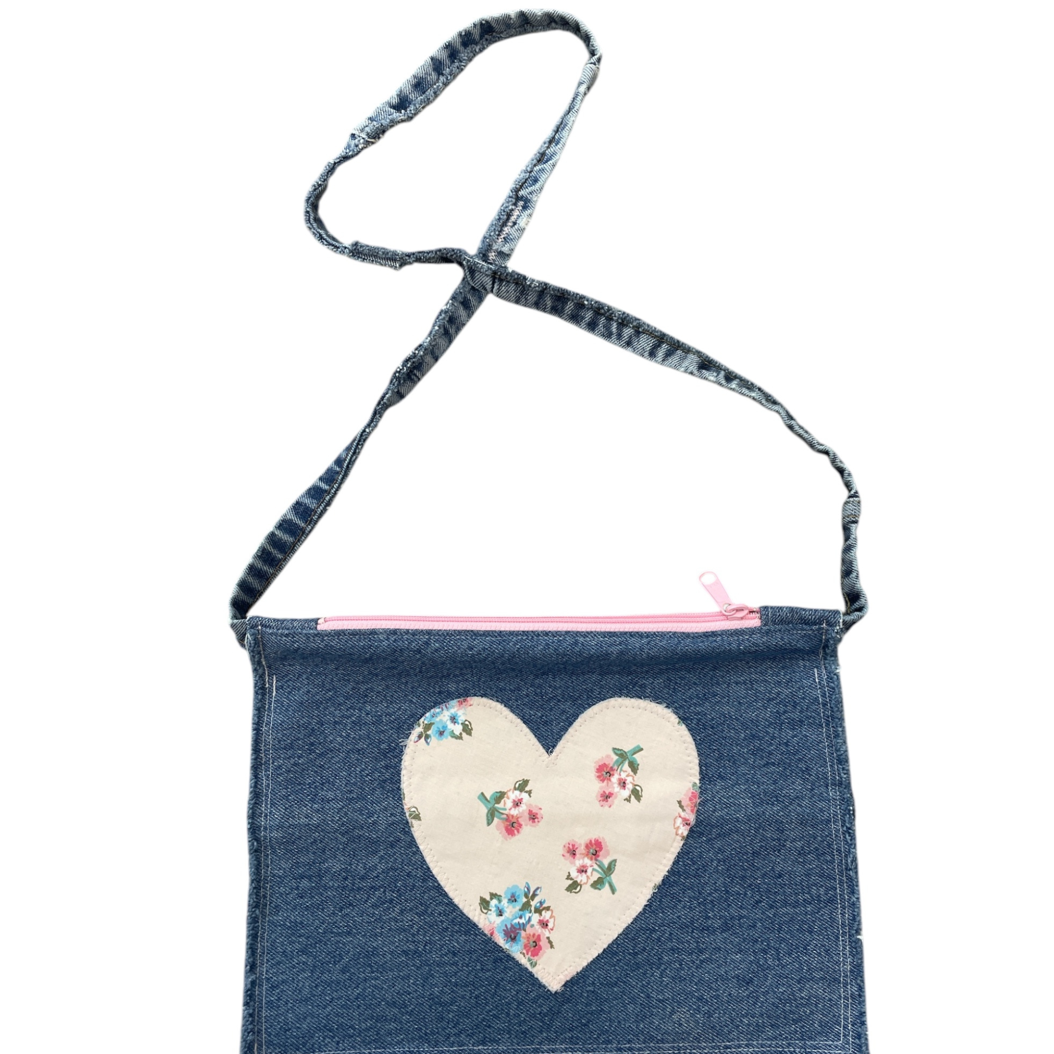 Shabby chic denim crossbody bag - Let's Bag It