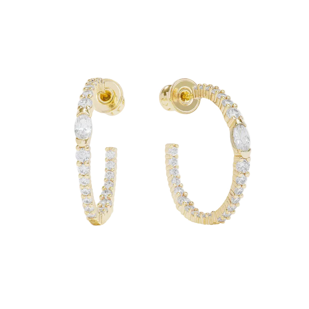 Melinda Maria 1" Maven Hoops earrings in gold, showcasing a sleek design with a polished finish.