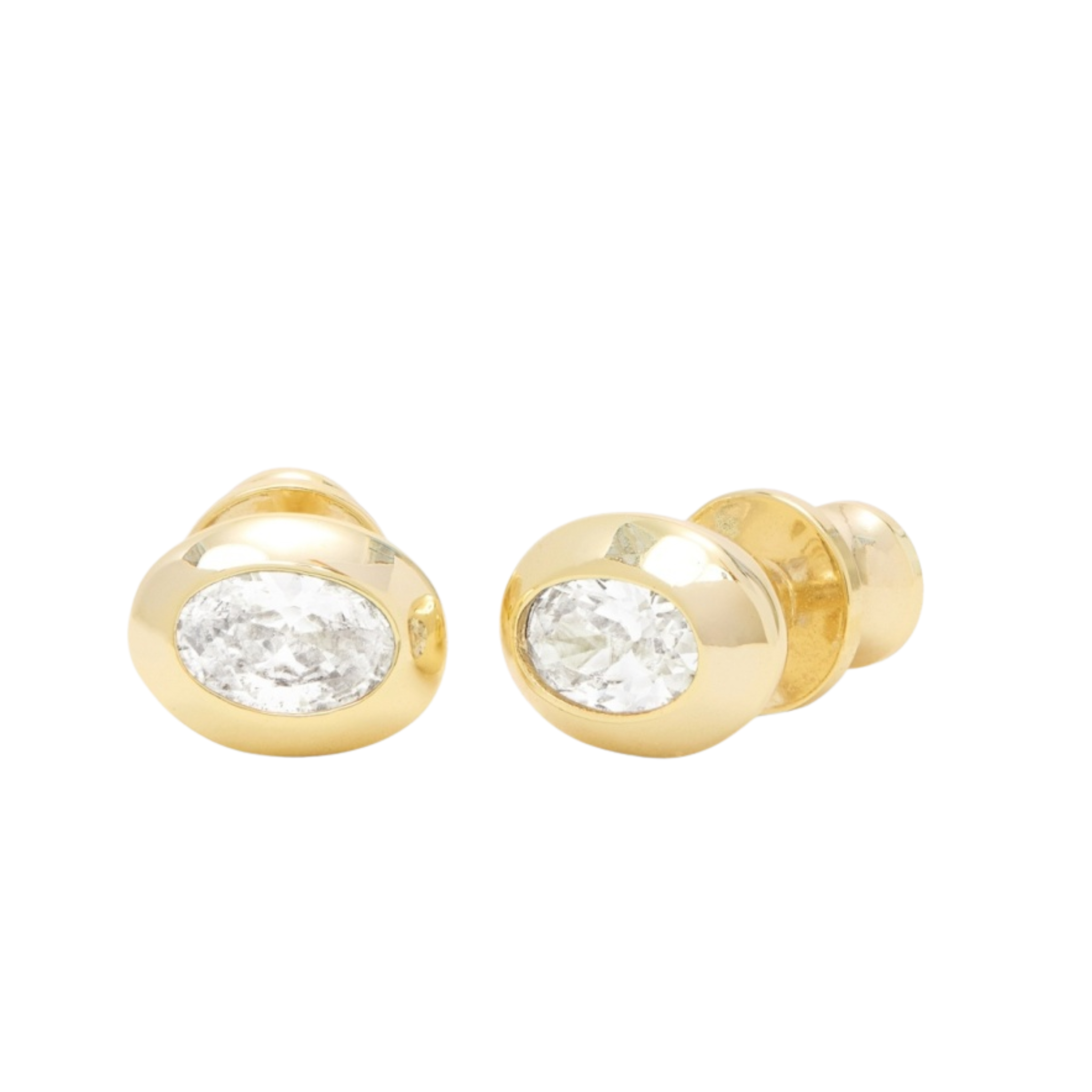 Gold "She's A Boss" stud earrings by Melinda Maria featuring sleek, minimalist design for a stylish everyday look.